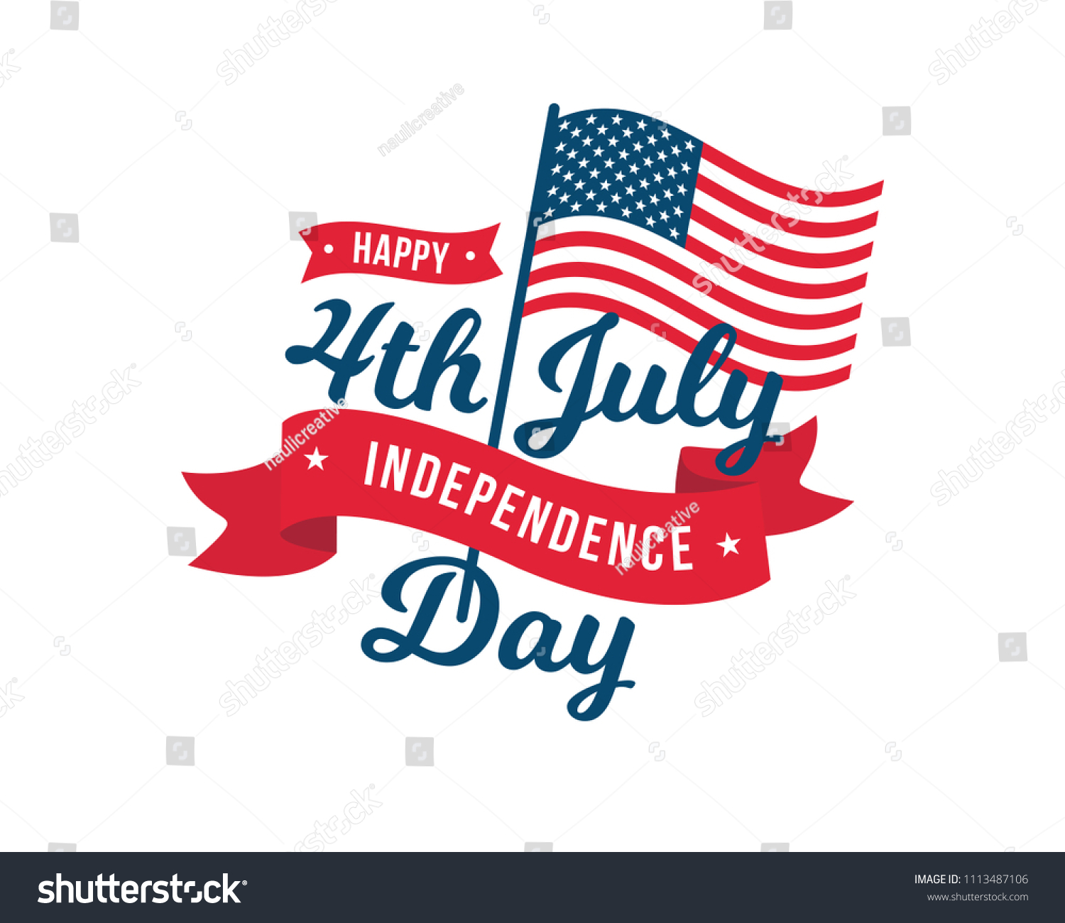 Vintage United States Of America 4th July Independence Day Logo Badge Illustration #1113487106