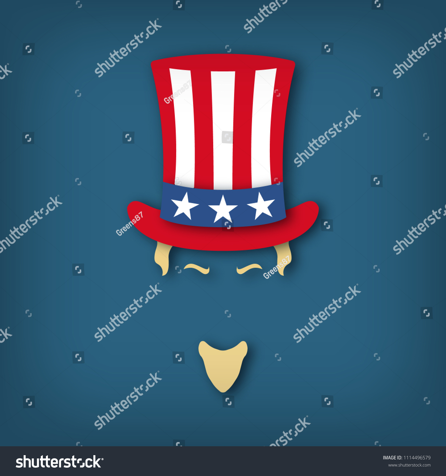 Portrait of Uncle Sam in Paper cut style. - Royalty Free Stock Vector ...