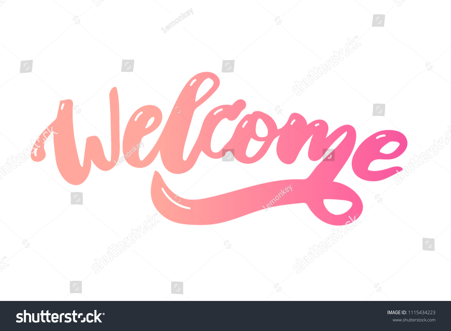 welcome text lettering calligraphy phrase color #1115434223