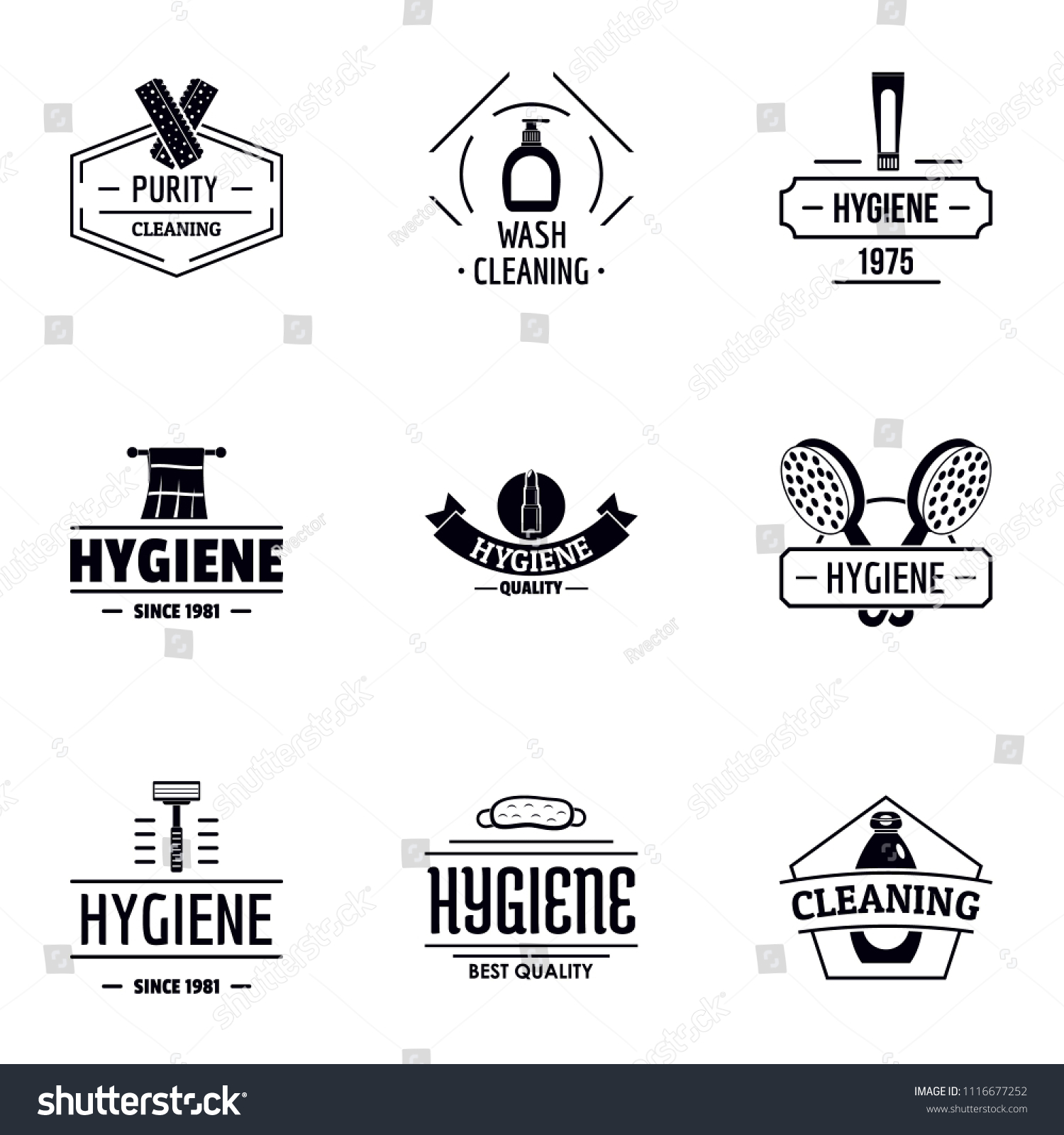 Personal cleanliness logo set. Simple set of 9 - Royalty Free Stock ...