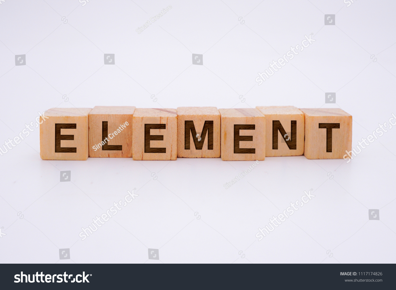 Element Word Written In Wooden Cube #1117174826