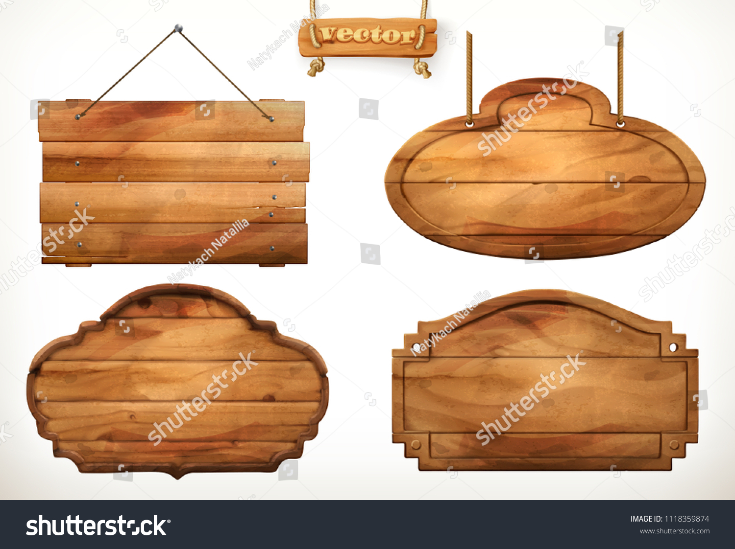 Wooden board, old wood vector set