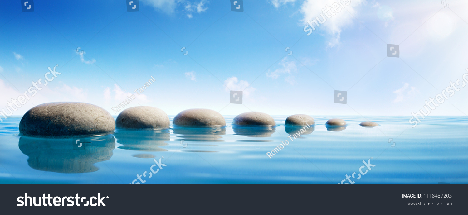 Step Stones In Blue Water - Zen Concept #1118487203