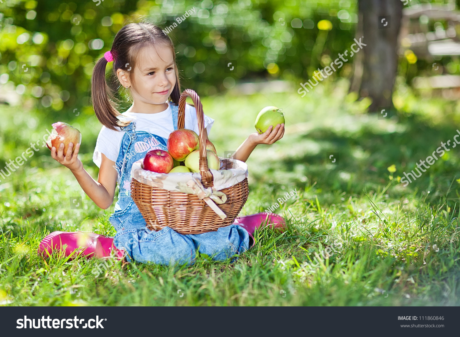 Little girl with fruit. #111860846