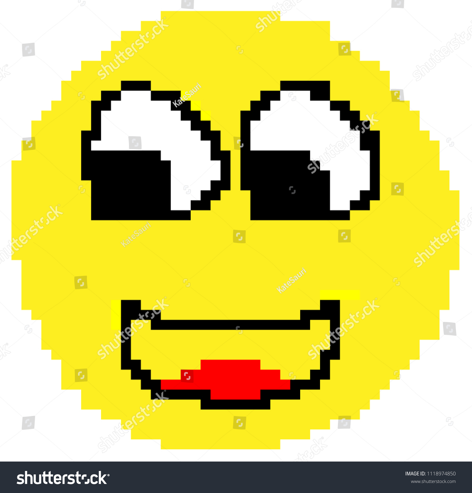 Smiley happy face drawn in pixels vector EPS10 - Royalty Free Stock ...