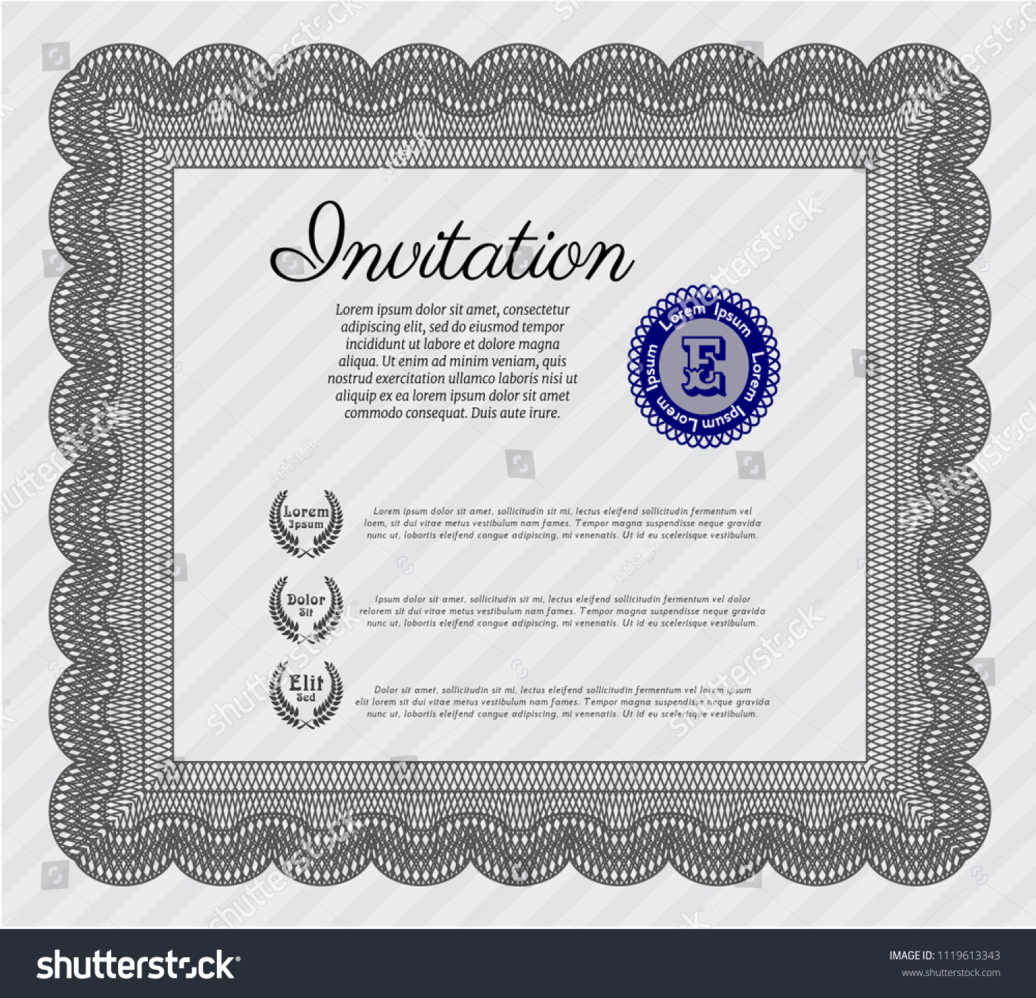Grey Invitation. Money Pattern. Detailed. With - Royalty Free Stock Vector 1119613343 - Avopix.com