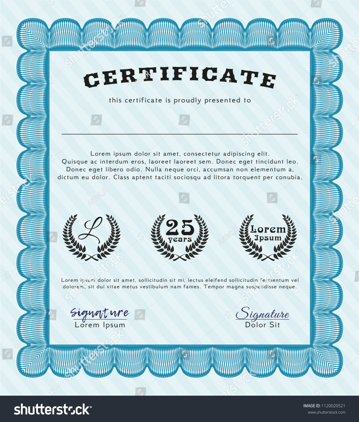 Light blue Certificate. Vector illustration. - Royalty Free Stock ...