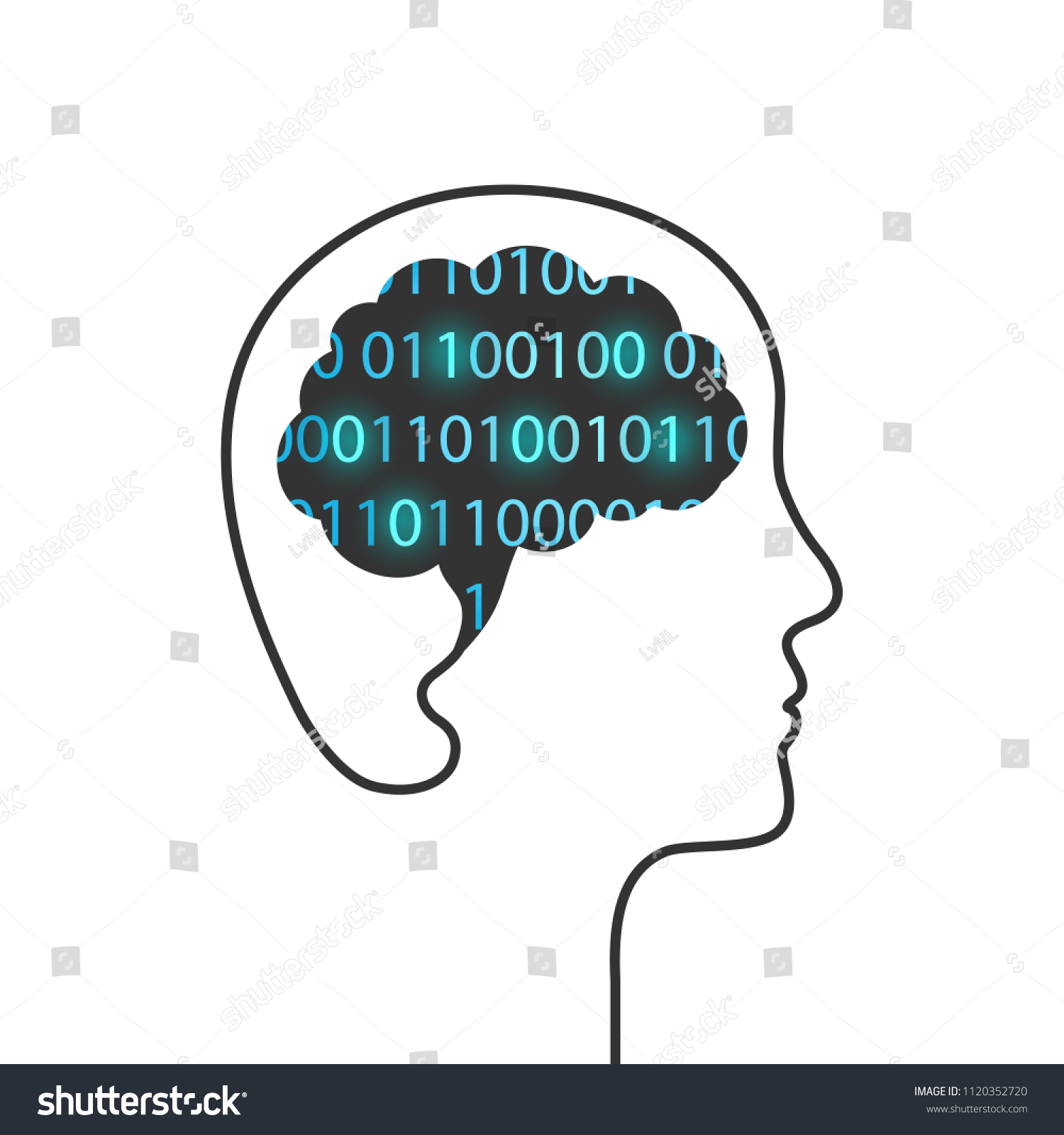 Brain and binary code as artificial intelligence - Royalty Free Stock ...