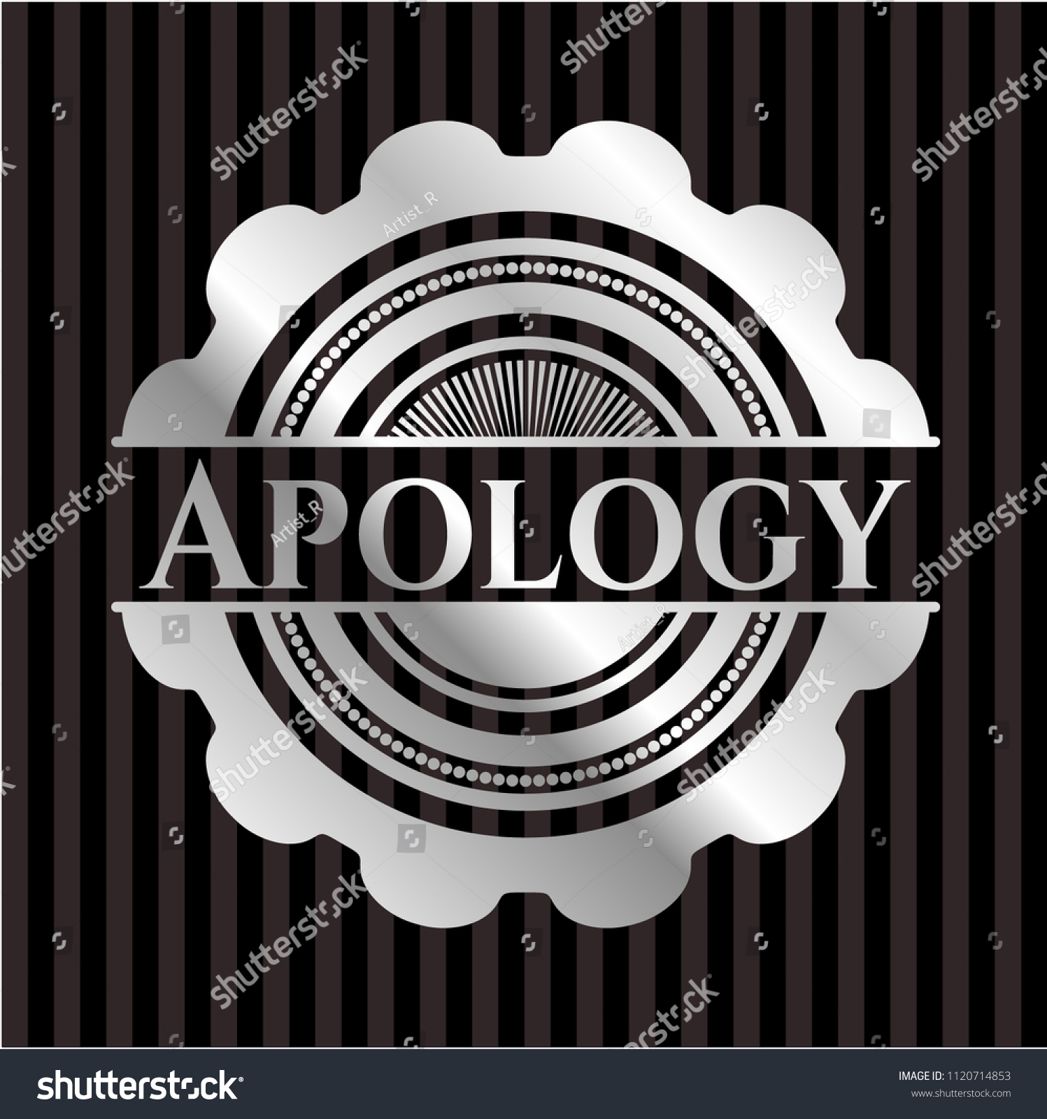 Apology Silvery Emblem Royalty Free Stock Vector 1120714853