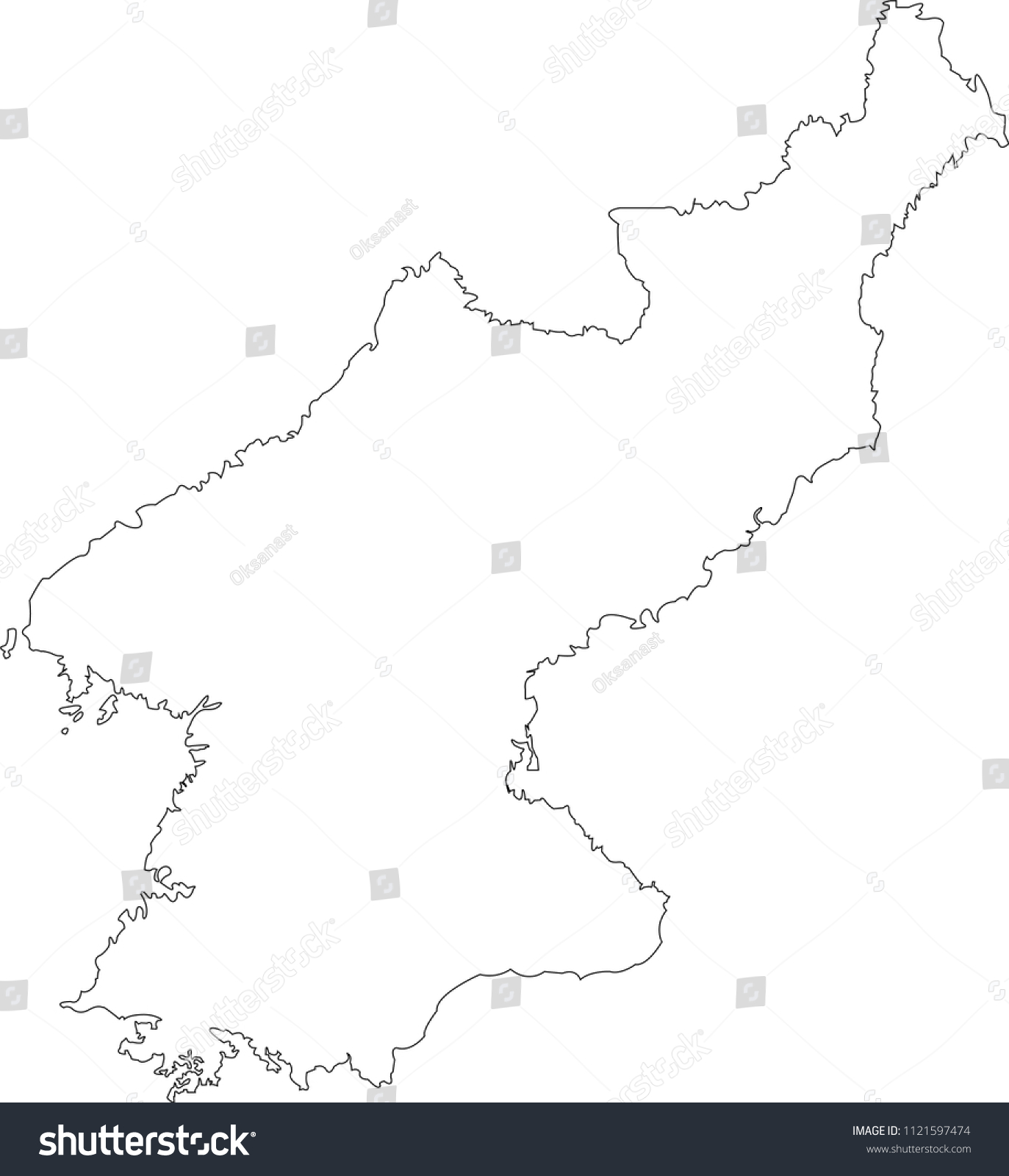 Outline map of North Korea. Map black outline - Royalty Free Stock ...