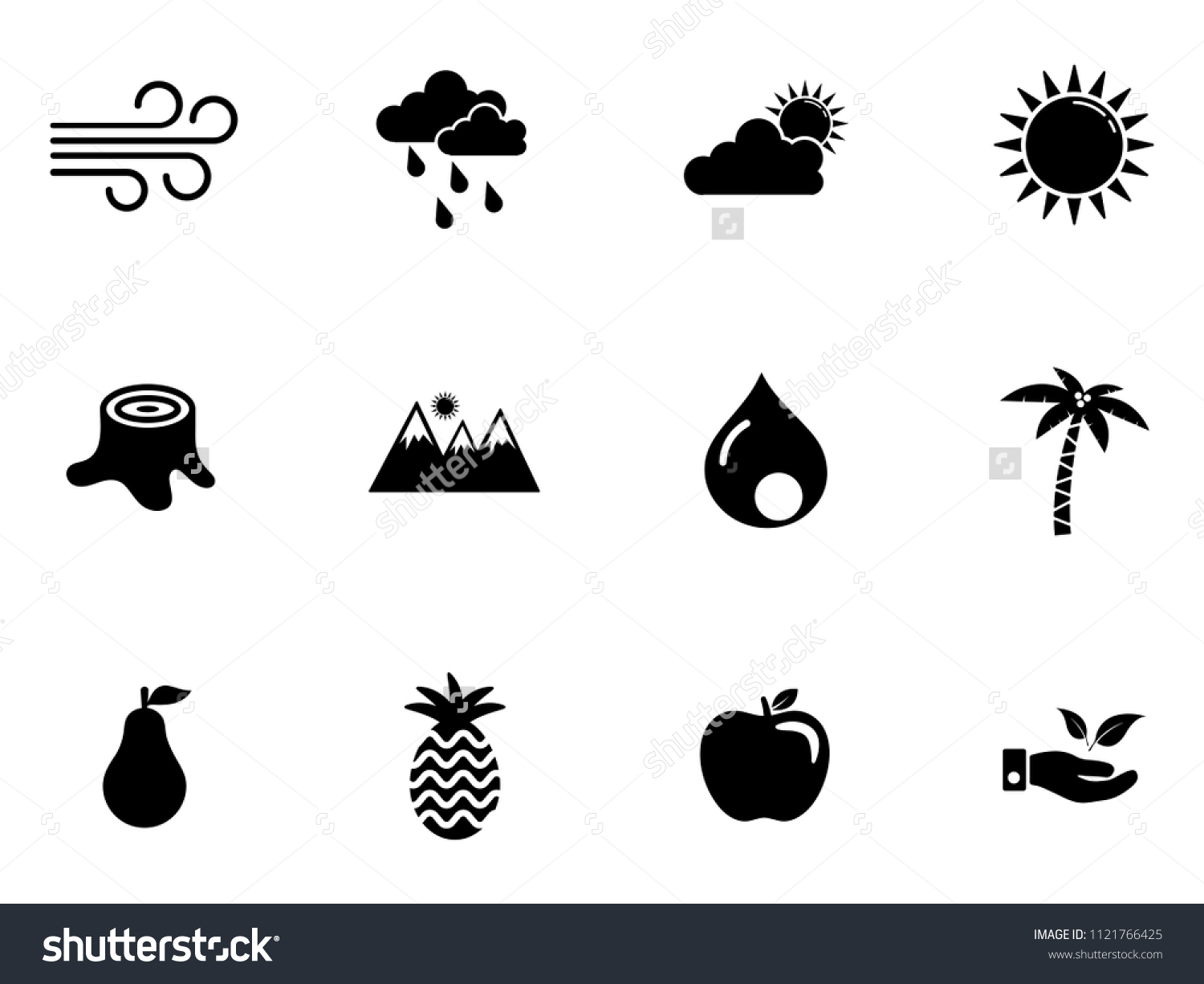 vector nature sign symbols. eco, ecology, environment and organic icons set #1121766425