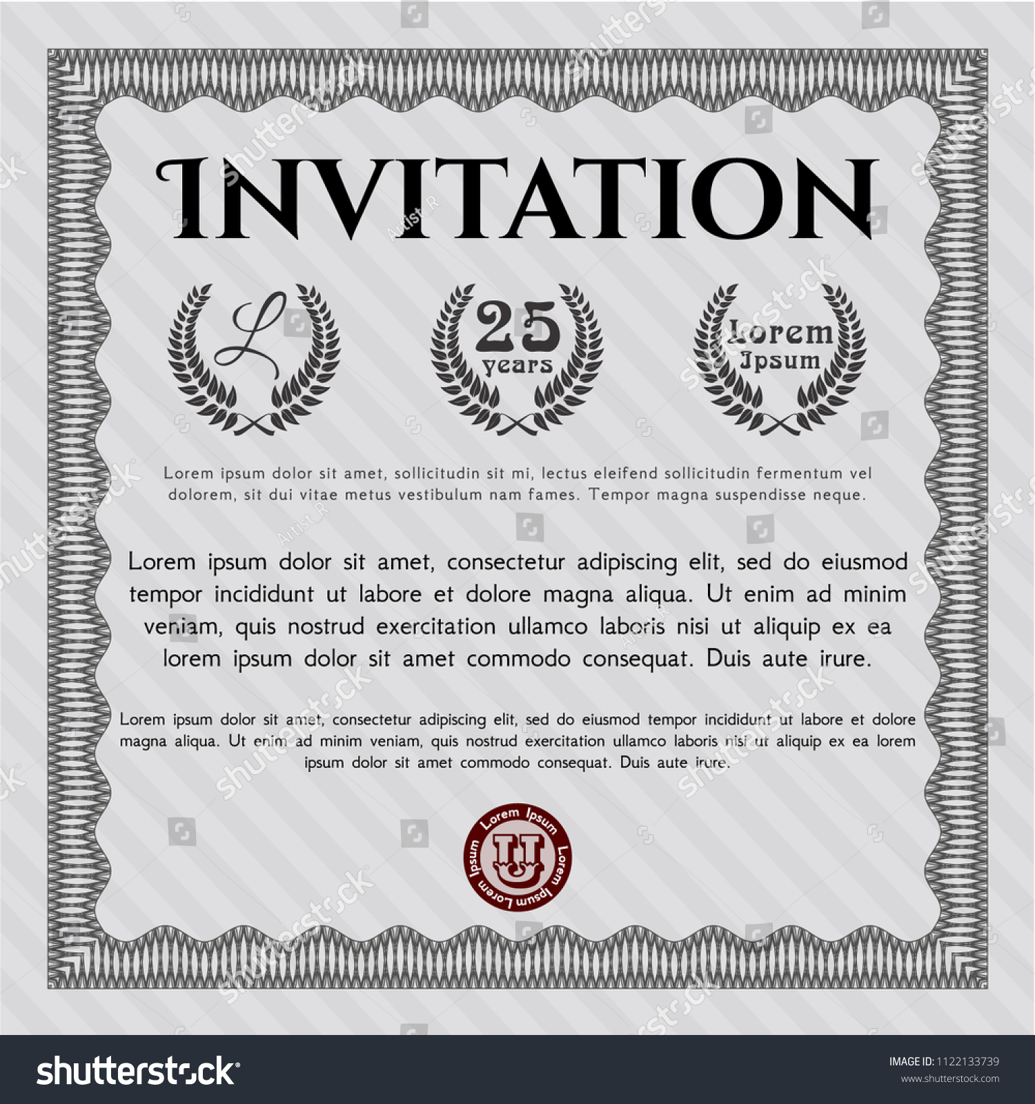 Grey Vintage invitation. Money Pattern design. - Royalty Free Stock Vector 1122133739 - Avopix.com