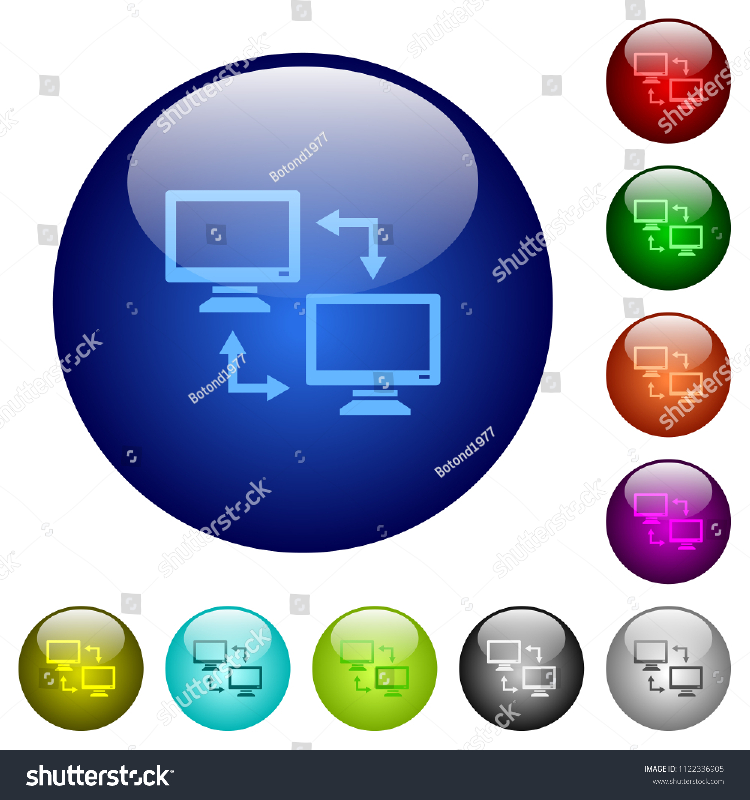 Data syncronization icons on round color glass - Royalty Free Stock ...