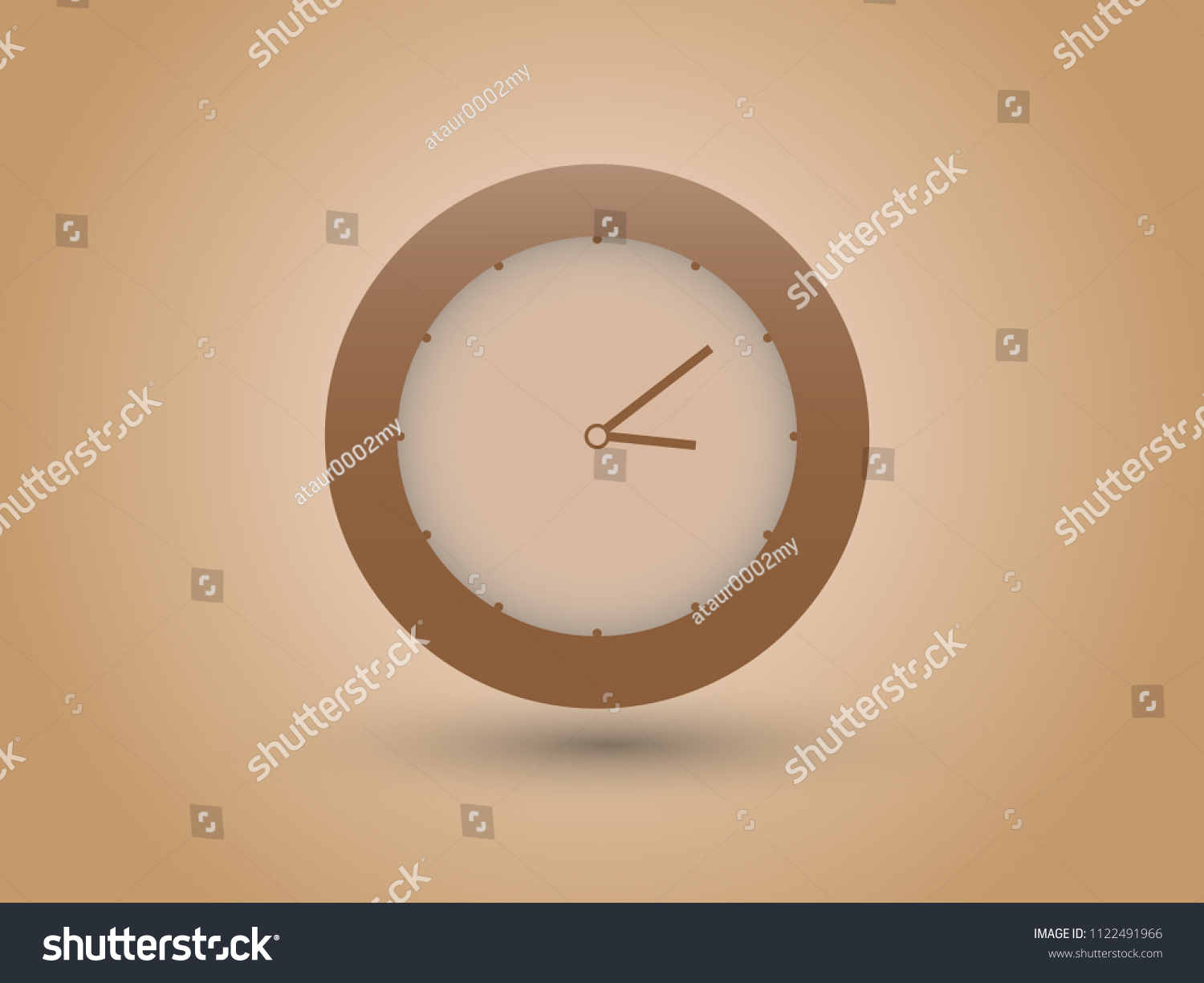 A maroon and brown wall round clock to watch time vector illustration #1122491966