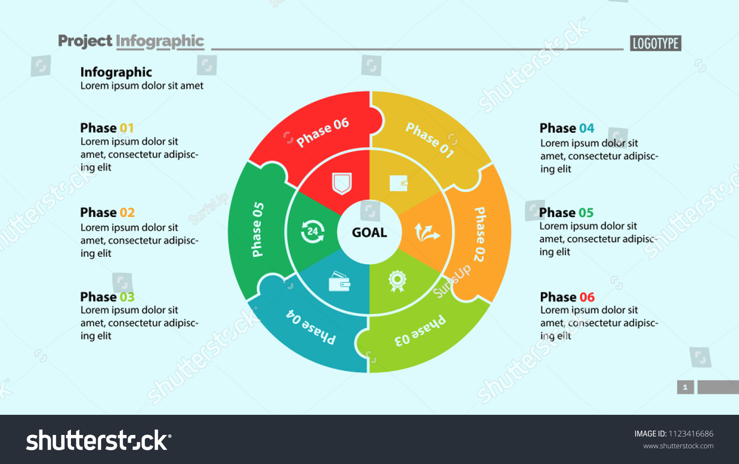 Six sectors process chart slide template. - Royalty Free Stock Vector ...