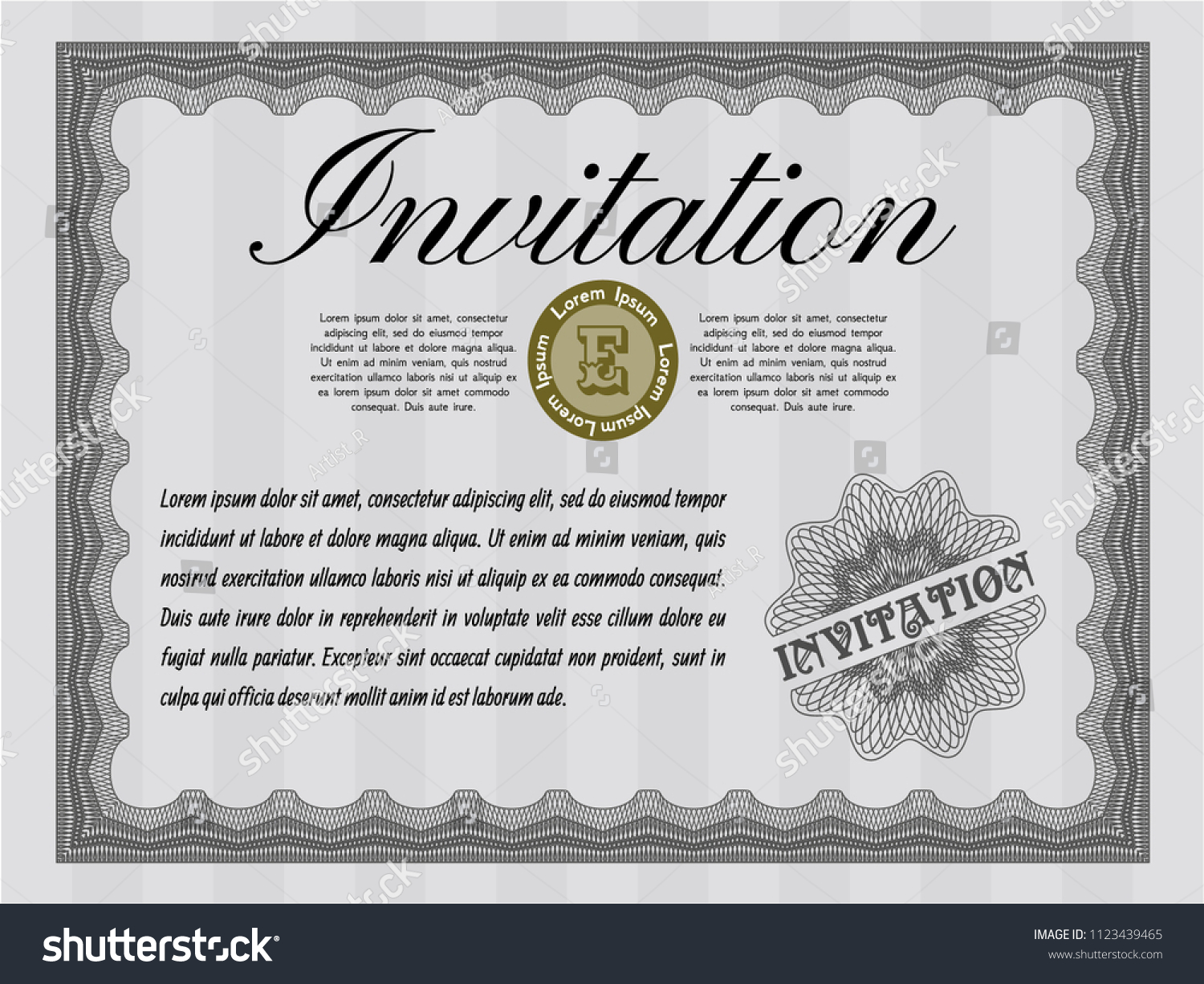 Grey Invitation template. Printer friendly. - Royalty Free Stock Vector ...