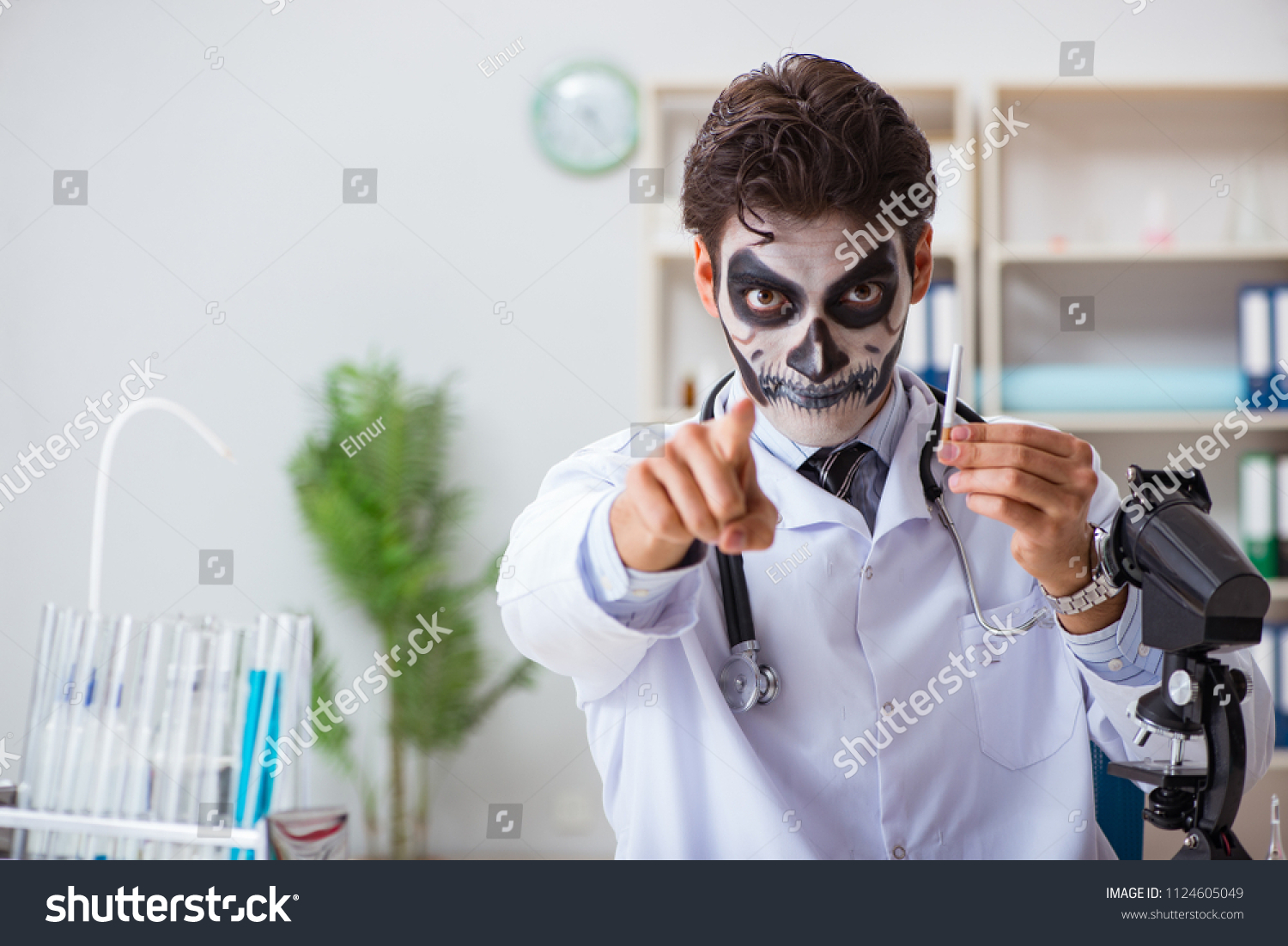 Scary monster doctor working in lab #1124605049