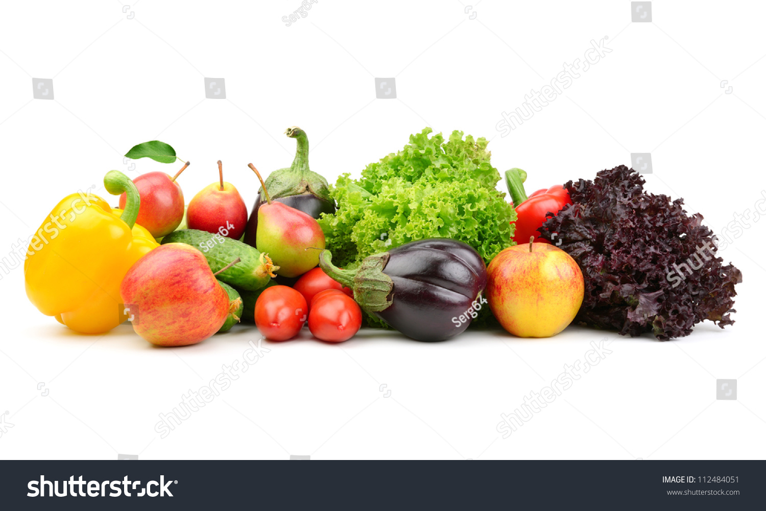 collection fruits and vegetables isolated on a white background #112484051