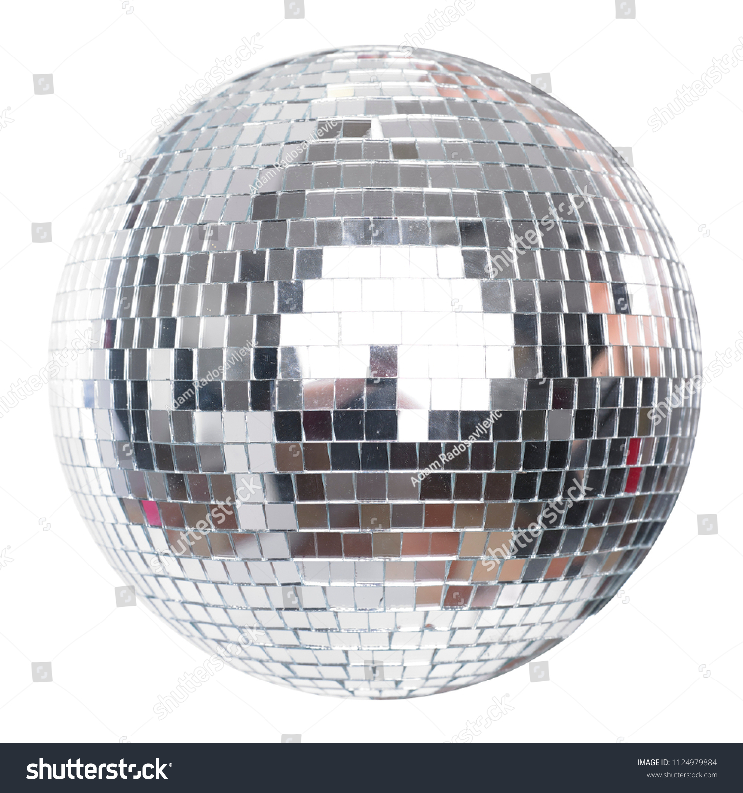 Shining Disco Ball Party Efect isolated on white background #1124979884