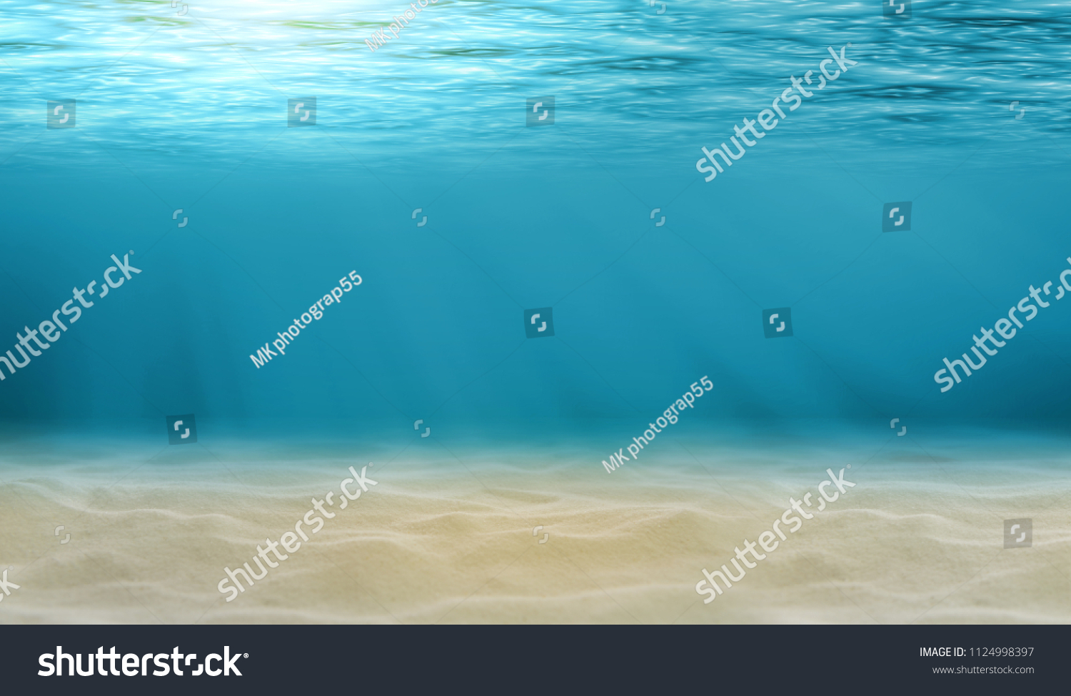 Underwater view of the sea surface or Tranquil underwater scene with copy space. #1124998397