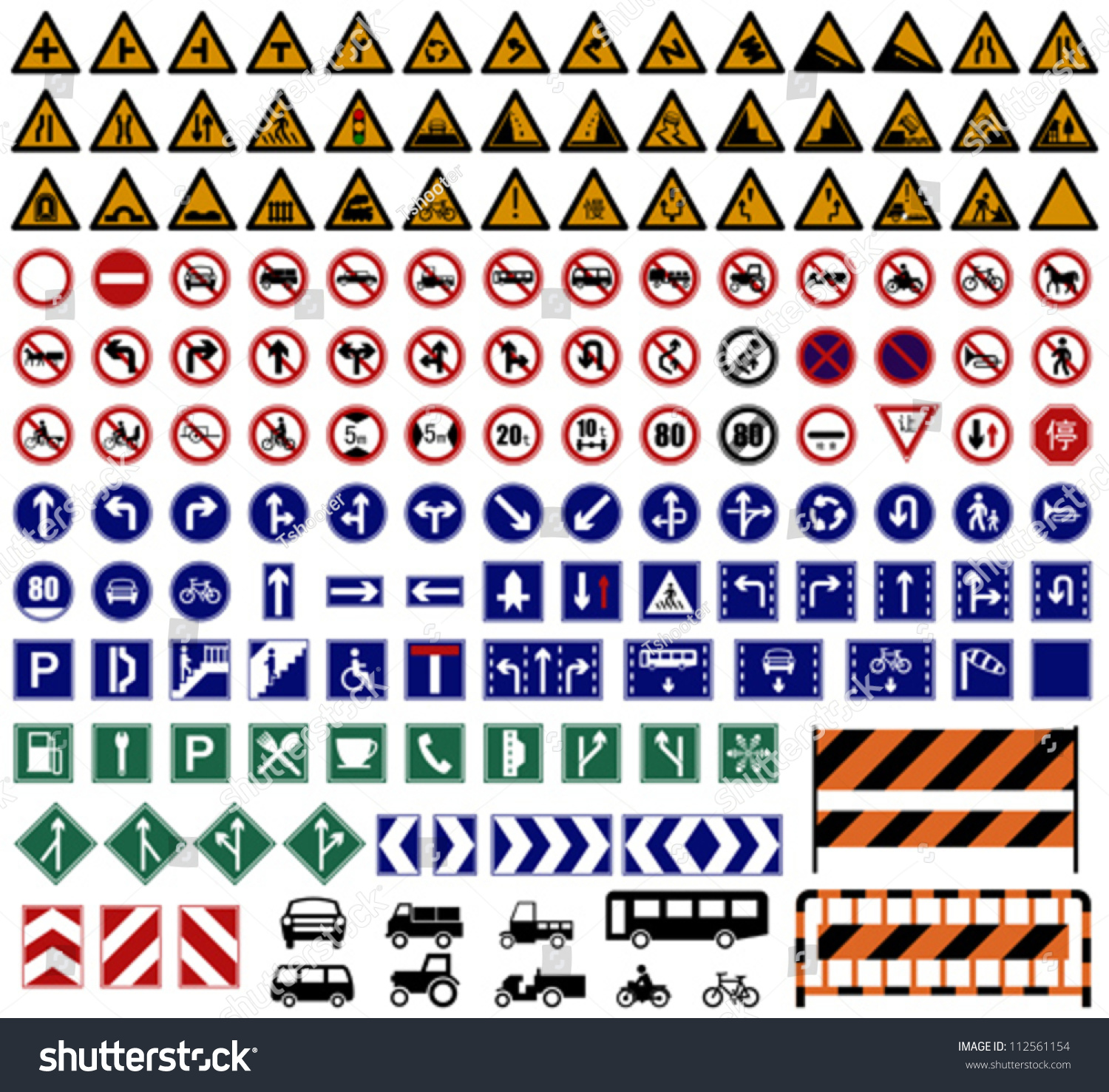 Layered editable vector illustration of Hundreds Traffic Sign Collections. #112561154