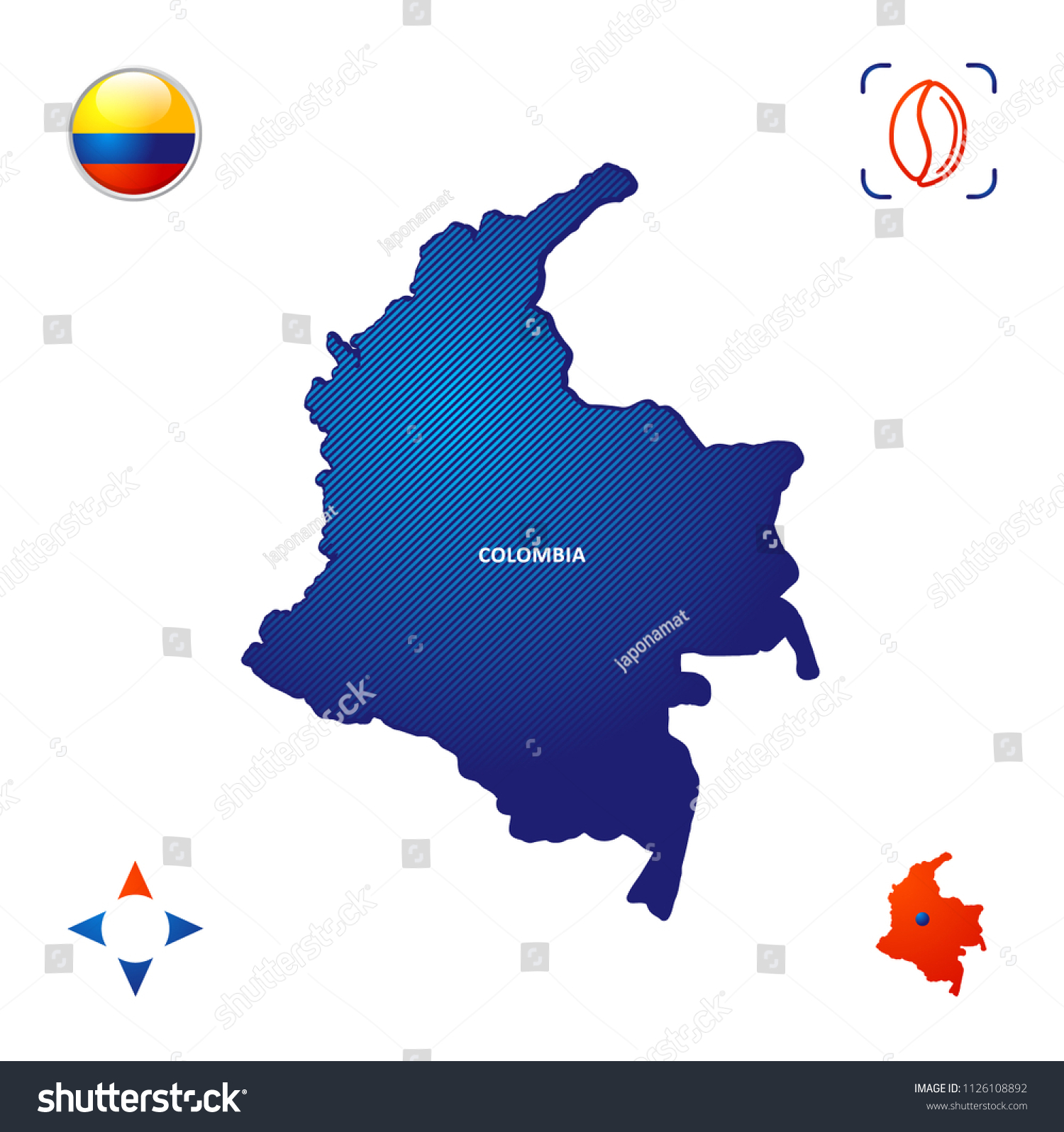 Simple Outline Map Of Colombia Royalty Free Stock Vector 1126108892 