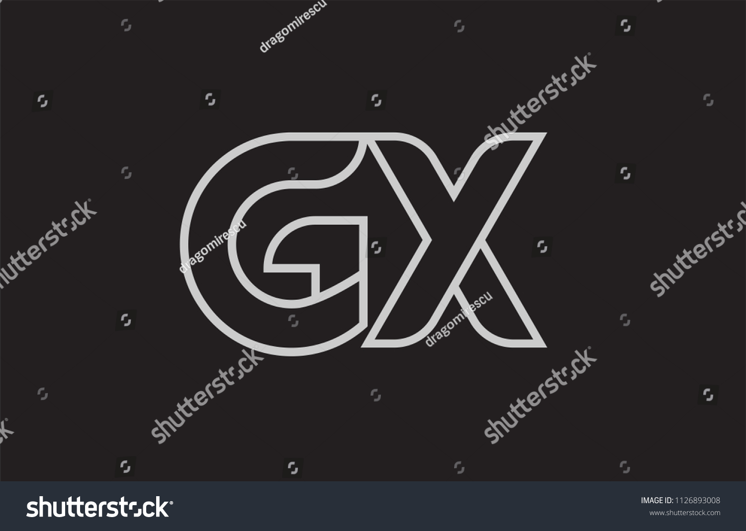 black and white alphabet letter gx g x logo - Royalty Free Stock Vector ...