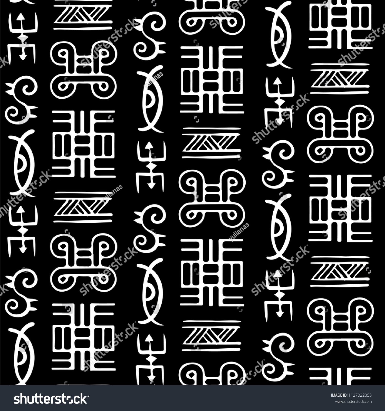 African Adinkra Pattern - Black And White - Royalty Free Stock Vector ...