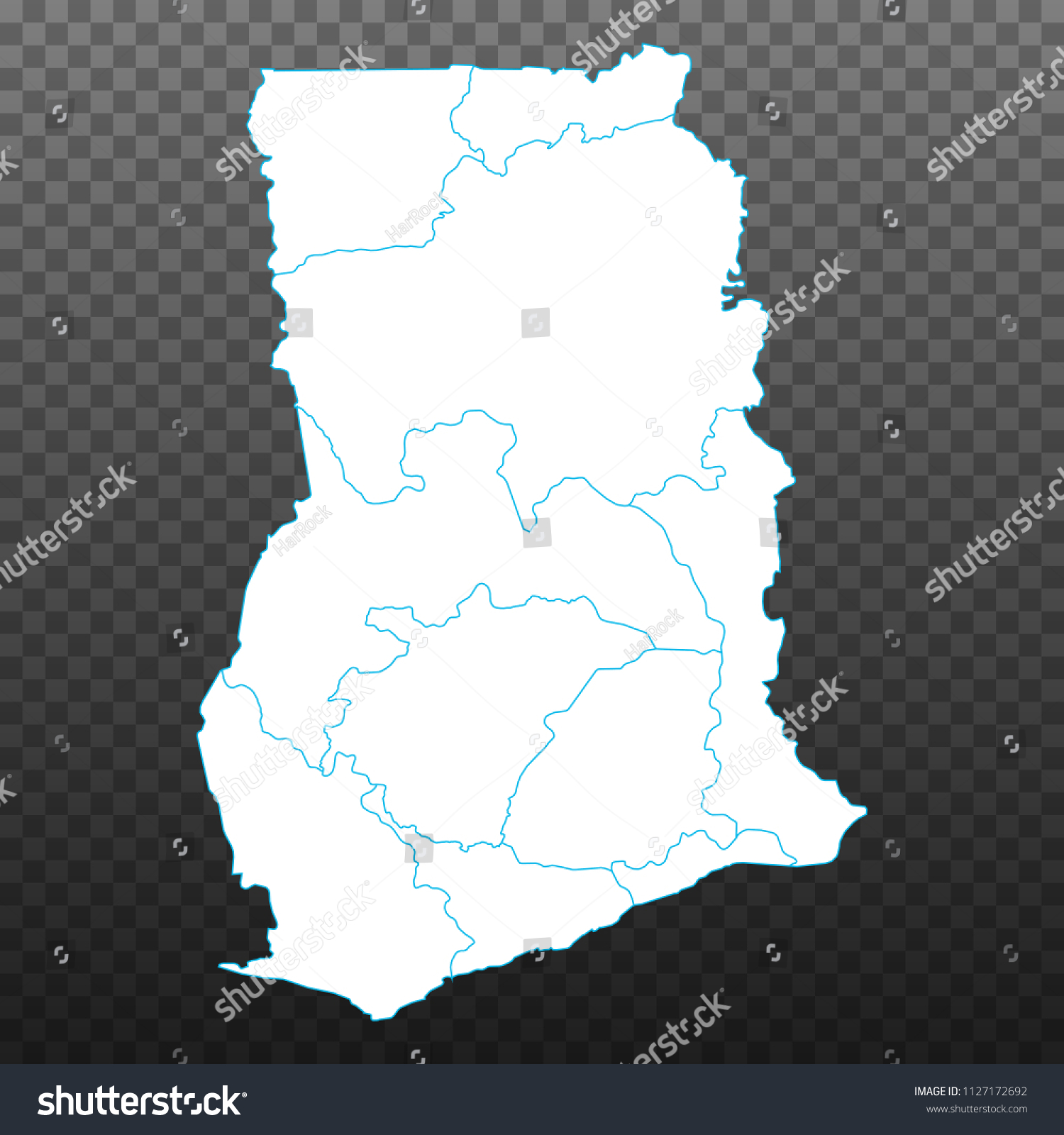 Map of Ghana. Vector illustration on transparent - Royalty Free Stock ...