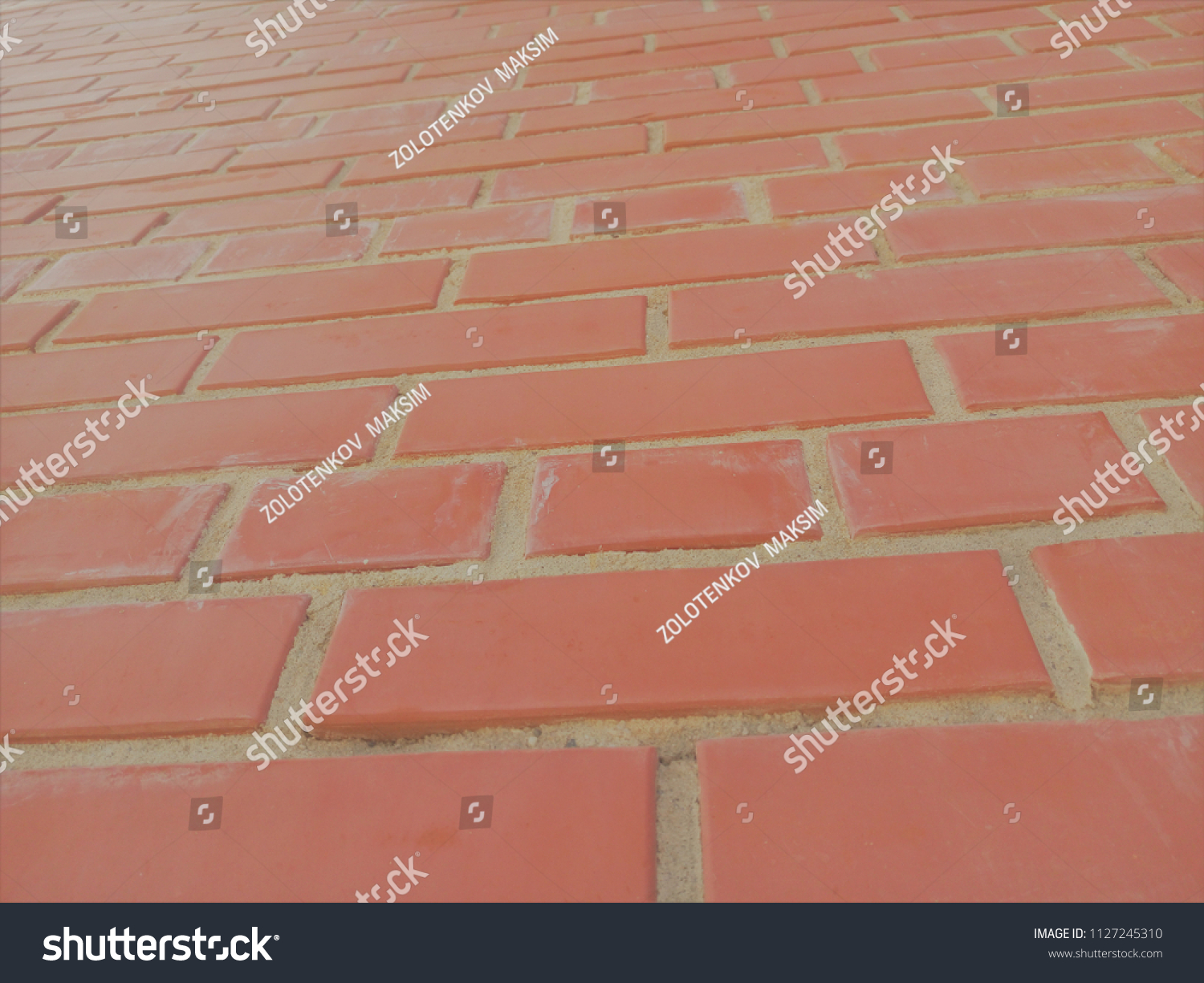 Stone texture. Bright brick. A huge wall. Background. #1127245310