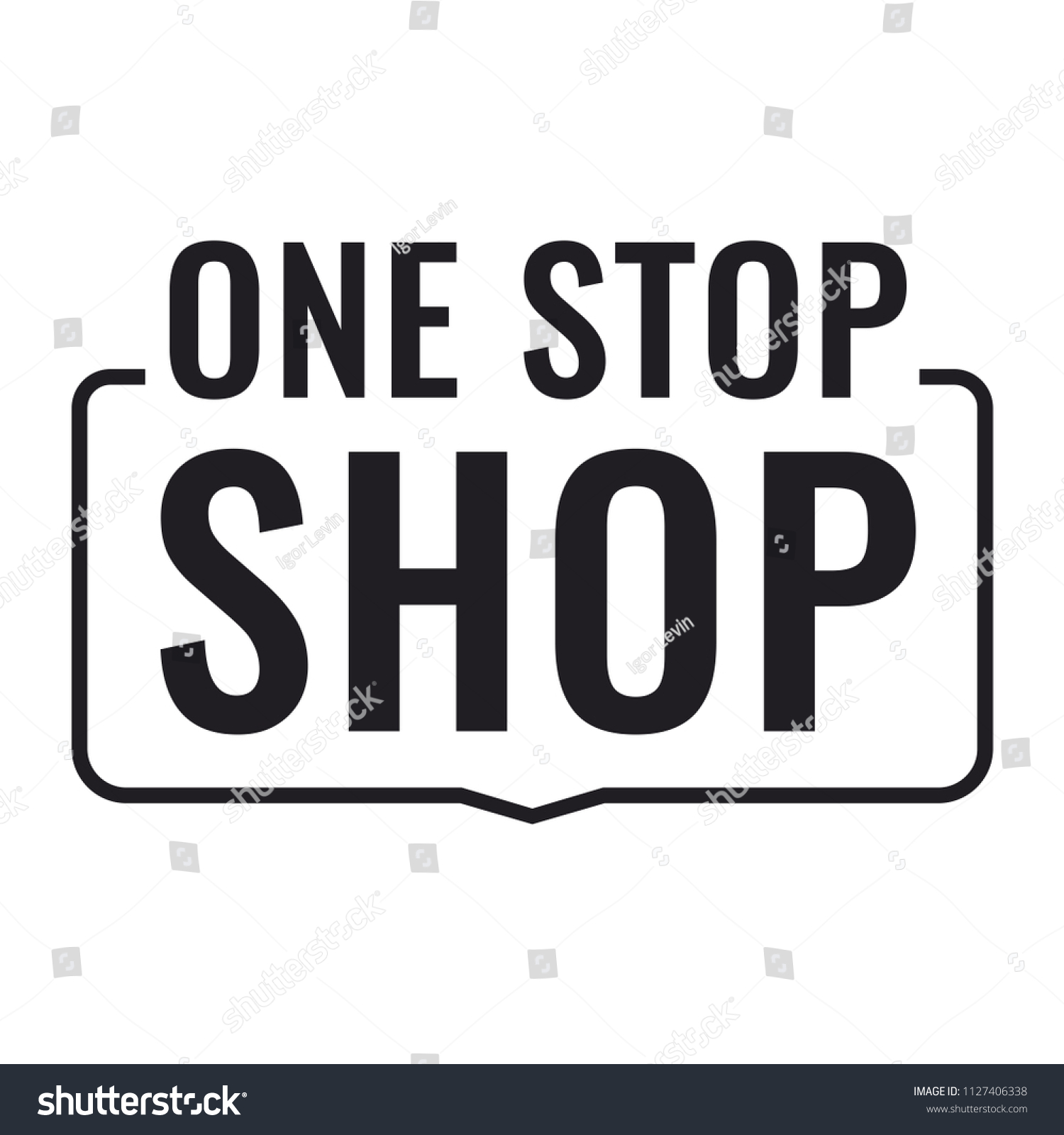 One stop shop. Badge vector illustration on - Royalty Free Stock Vector ...