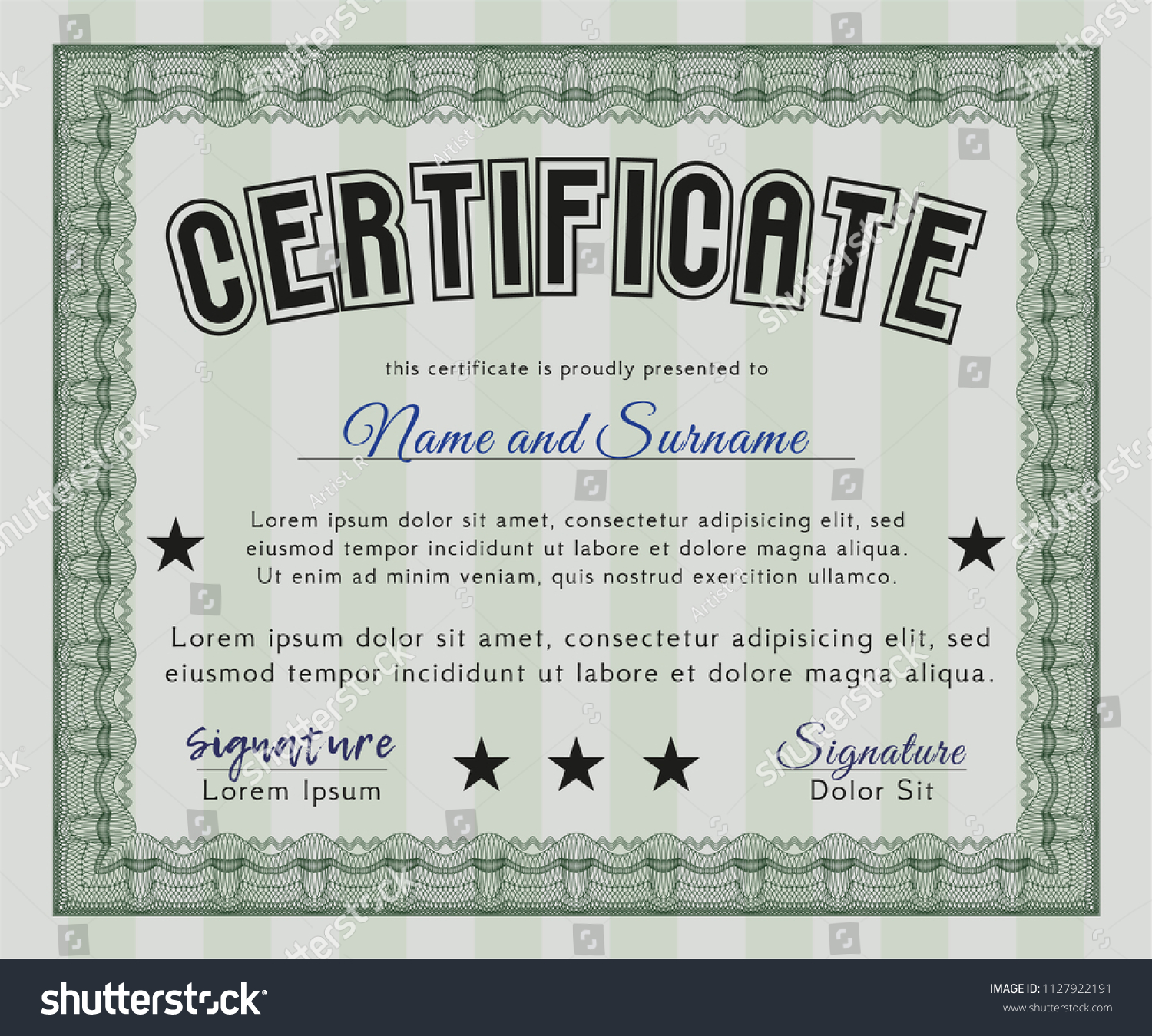 Green Sample Certificate. With great quality - Royalty Free Stock ...