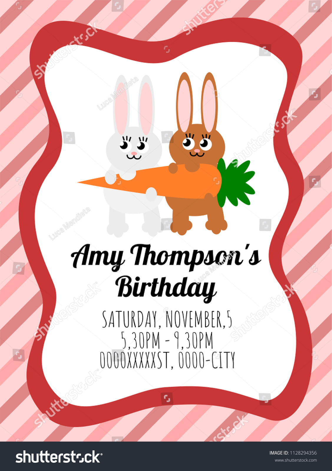 Cute card template of a birthday invitation - Royalty Free Stock Vector ...