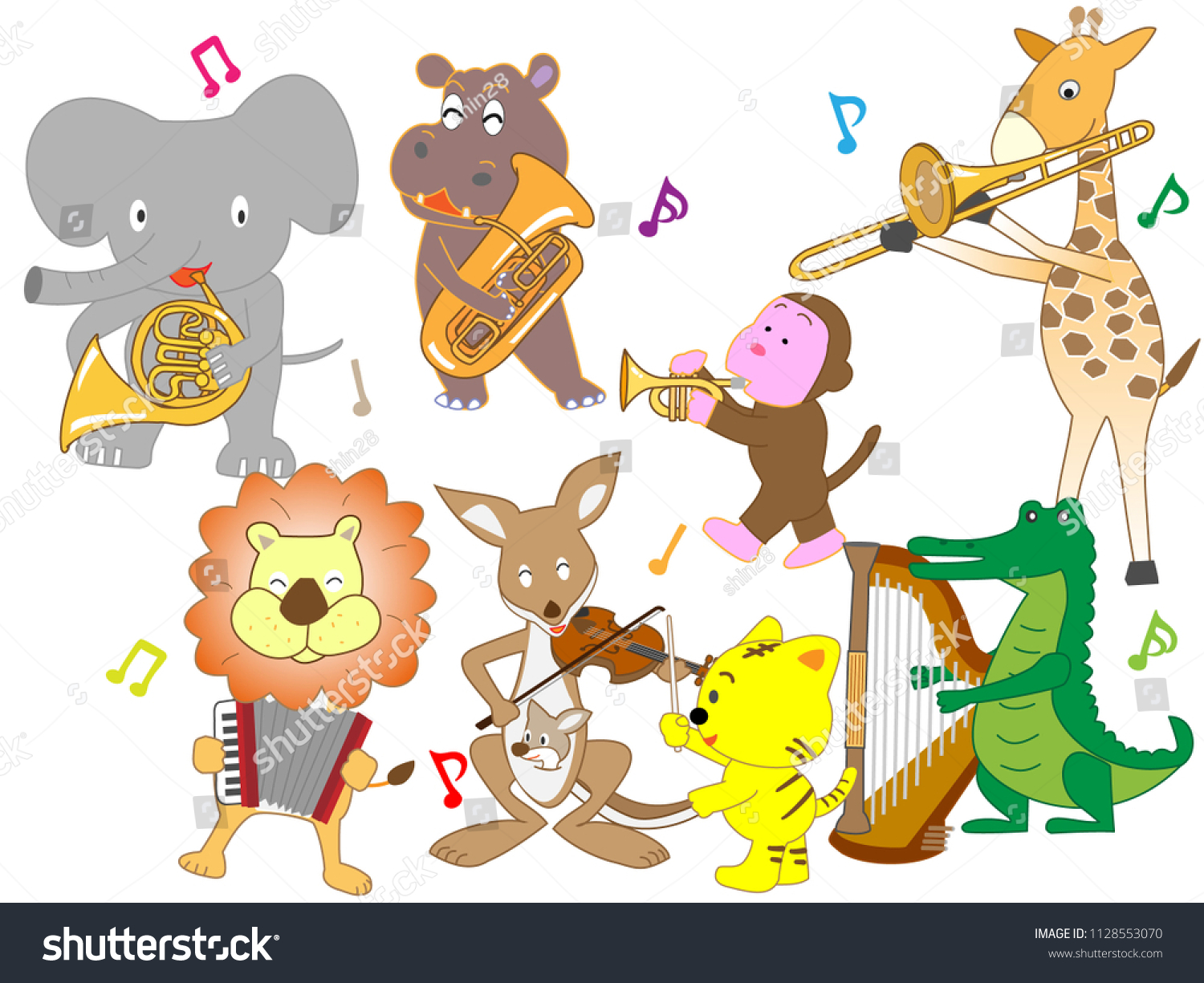 Animals are playing instruments and singing - Royalty Free Stock Vector ...