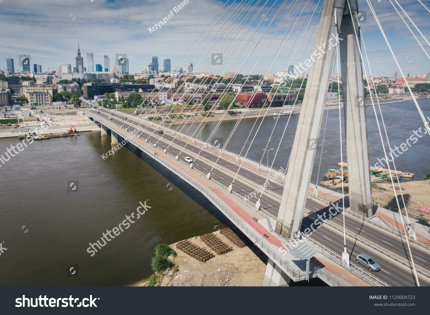 Panorama of Warszawa, view of the Vistula River, Poland #1129004723