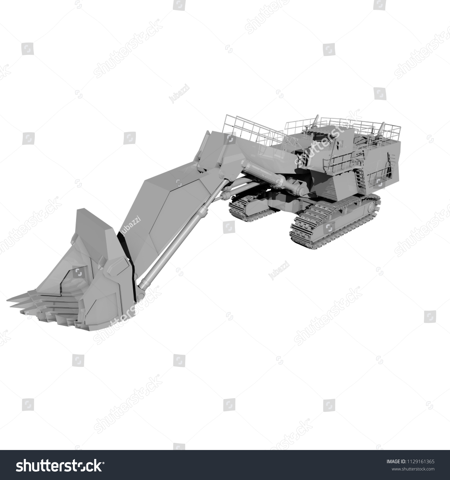 3D rendering. 3D illustration. prototype model. tractor model isolated on a white background. transportation. #1129161365