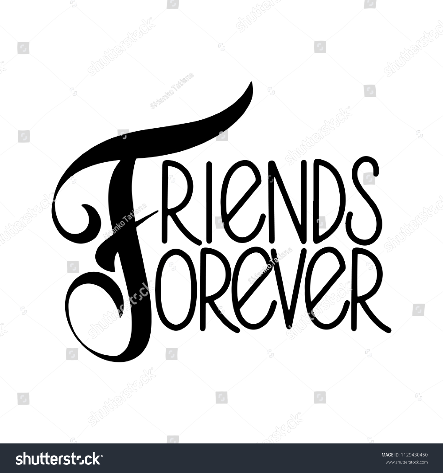 Friendship Day Hand Drawn Lettering Friends Royalty Free Stock Vector 1129430450