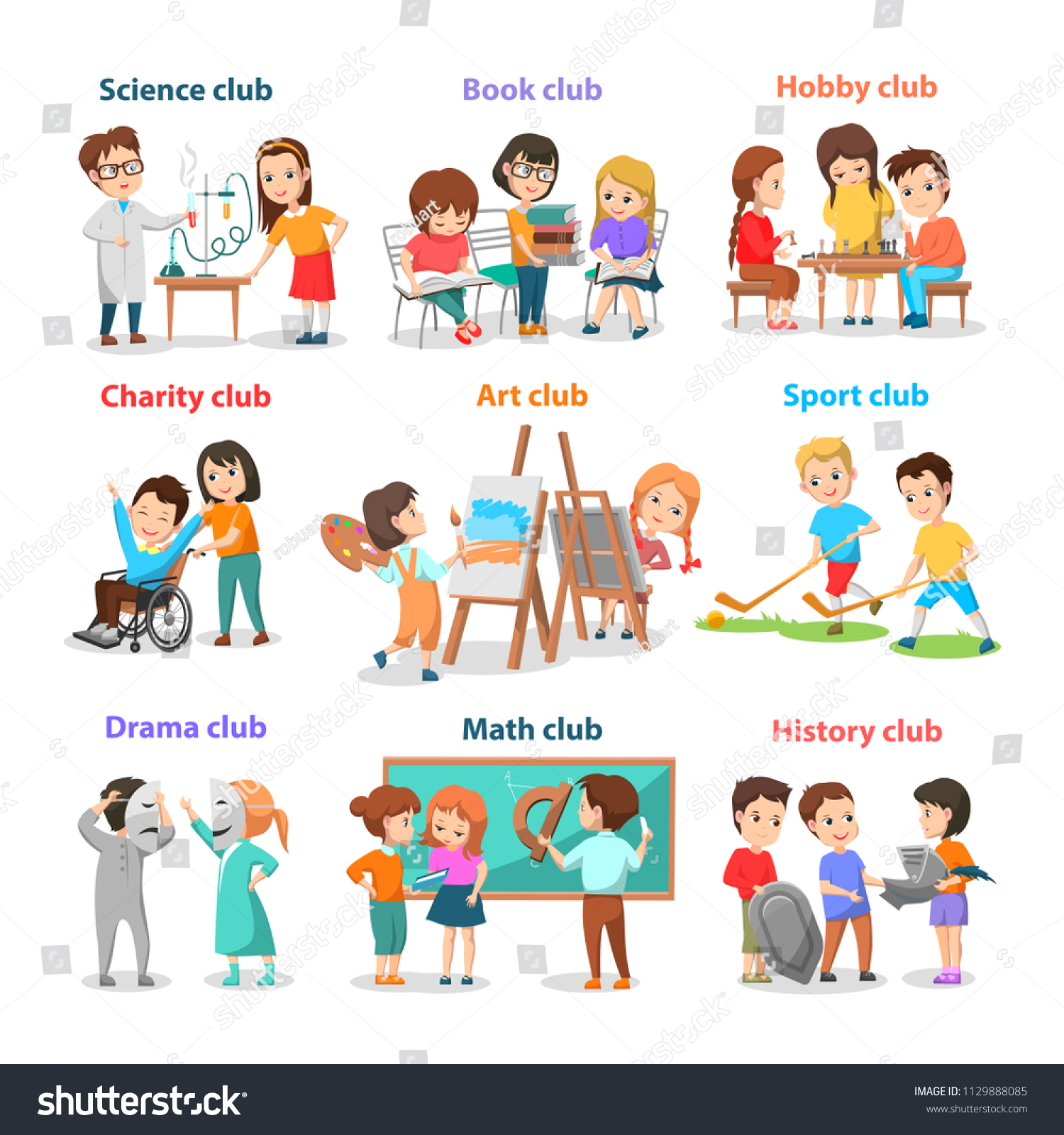 set-of-different-clubs-for-school-children-card-royalty-free-stock