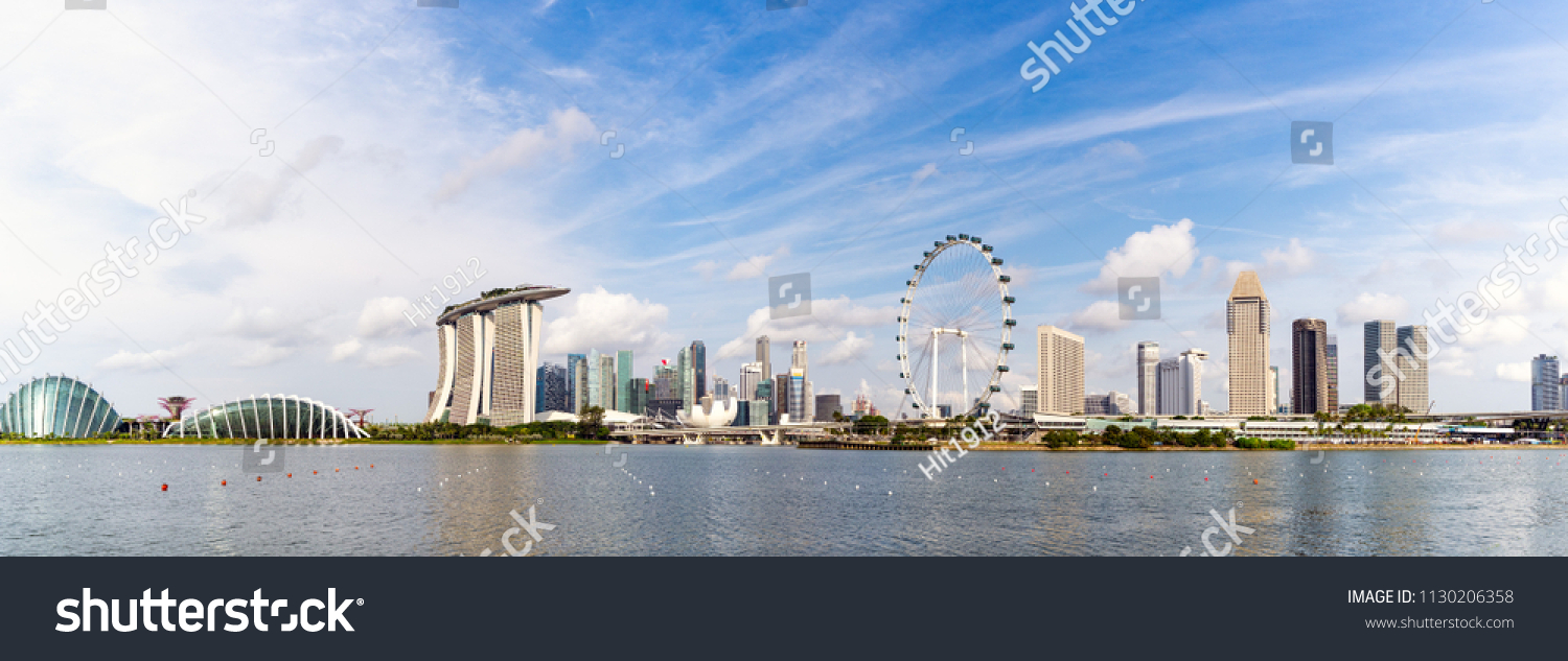 Super Wide panorama of Singapore Skyline with skyscrapers #1130206358
