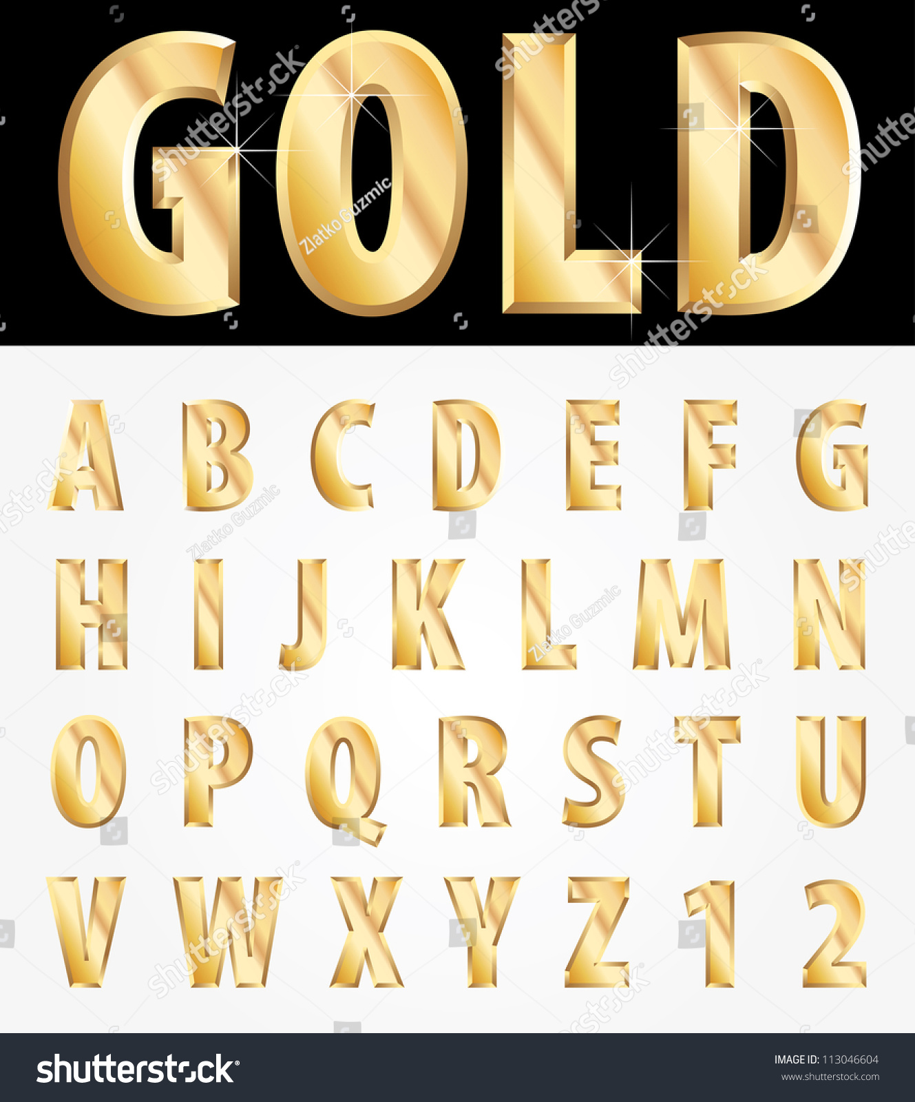 Vector 3d Golden Alphabet - Royalty Free Stock Vector 113046604 ...