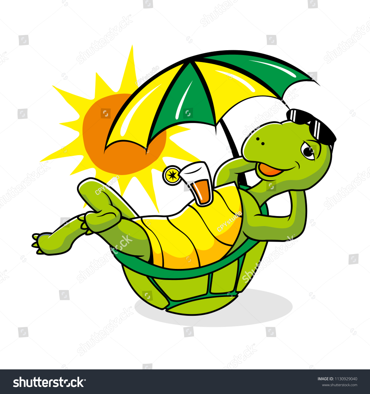 Lazy Turtle Summer Holiday Mascot Cartoon - Royalty Free Stock Vector ...