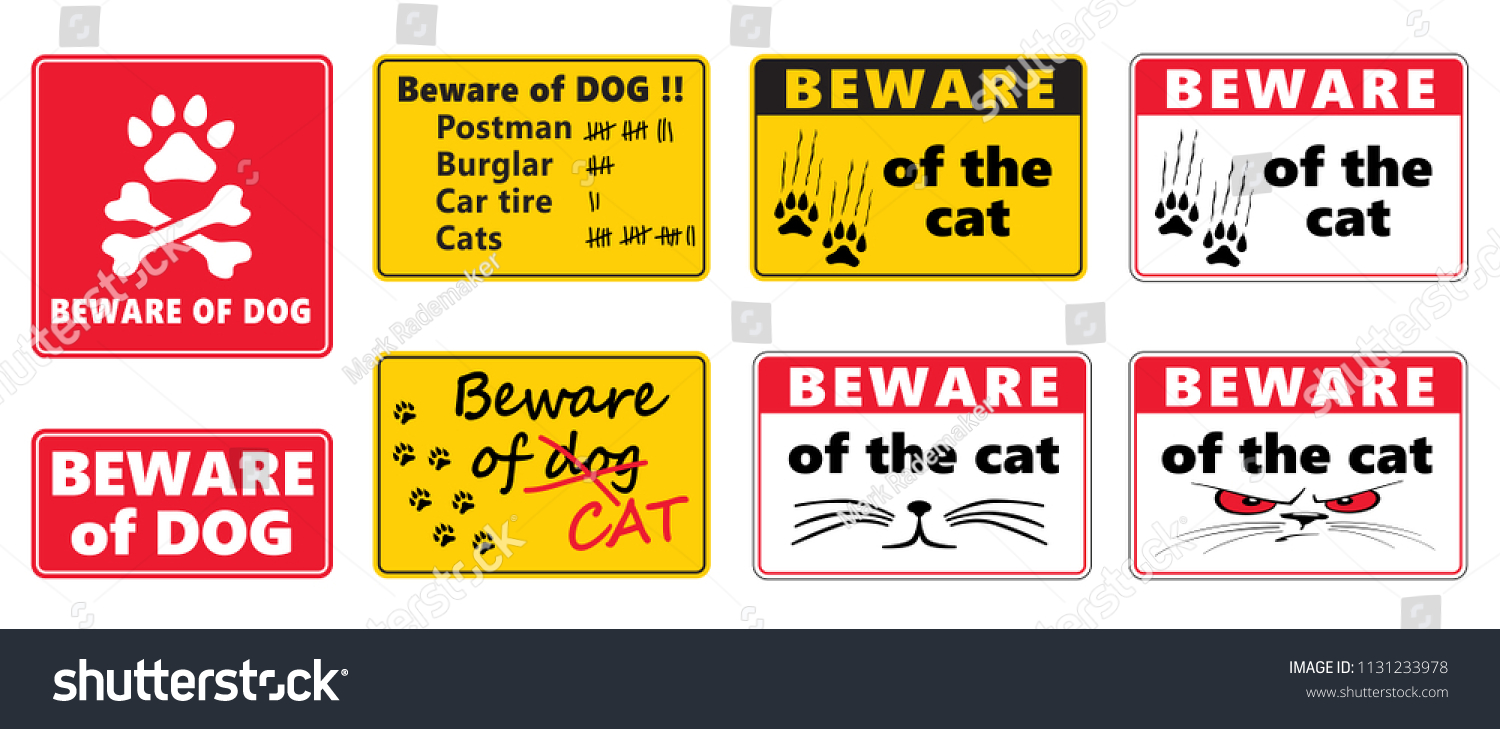 Beware of the dog sign Beware of the cat sign - Royalty Free Stock ...