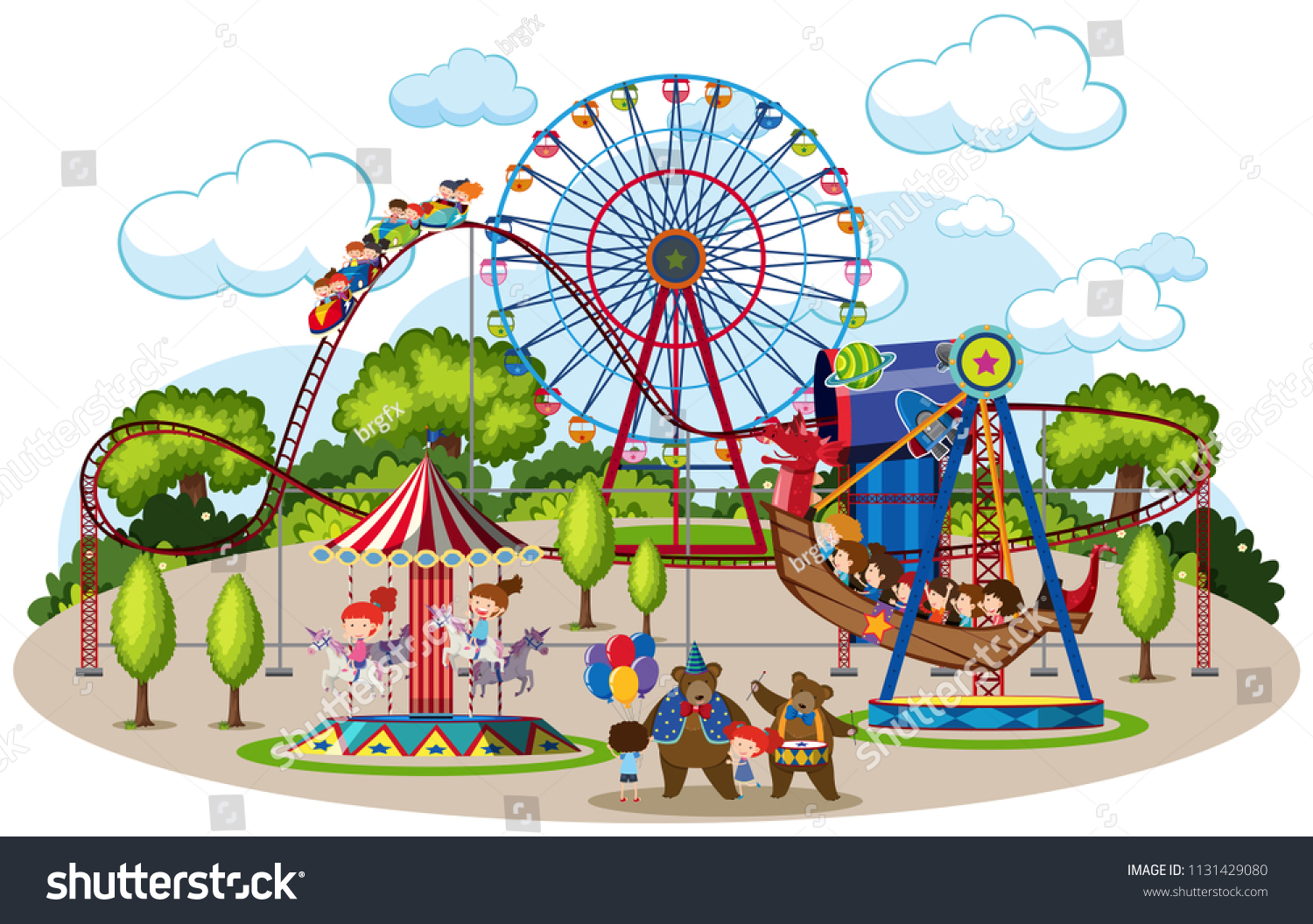 A map of theme park illustration - Royalty Free Stock Vector 1131429080 ...