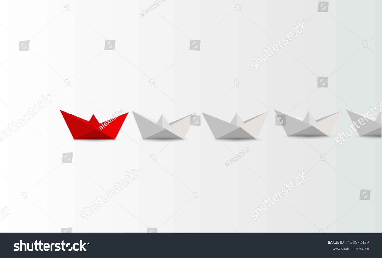 Leadership concept. Red and white paper boats. business concept. illustration design graphic #1133572439
