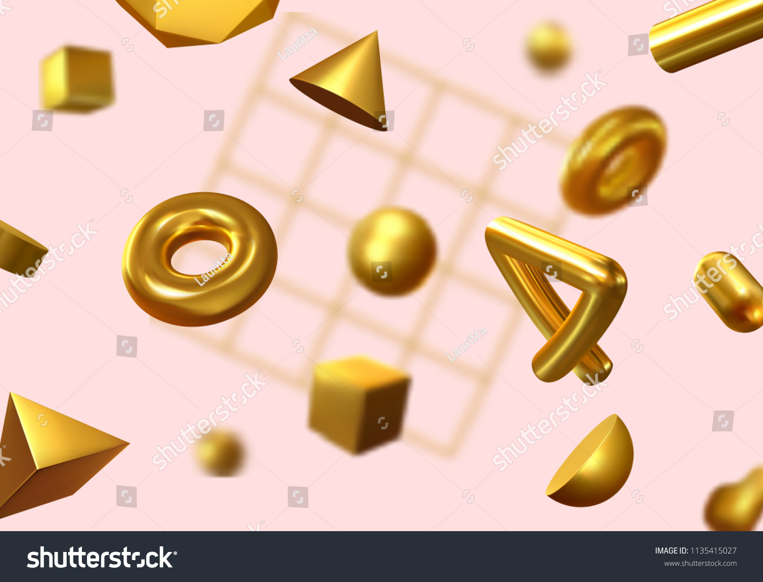 Creative design poster, minimal art trendy. Abstract background with shapes 3d. Pattern with geometric figures. Realistic isometric elements of design. vector illustration #1135415027