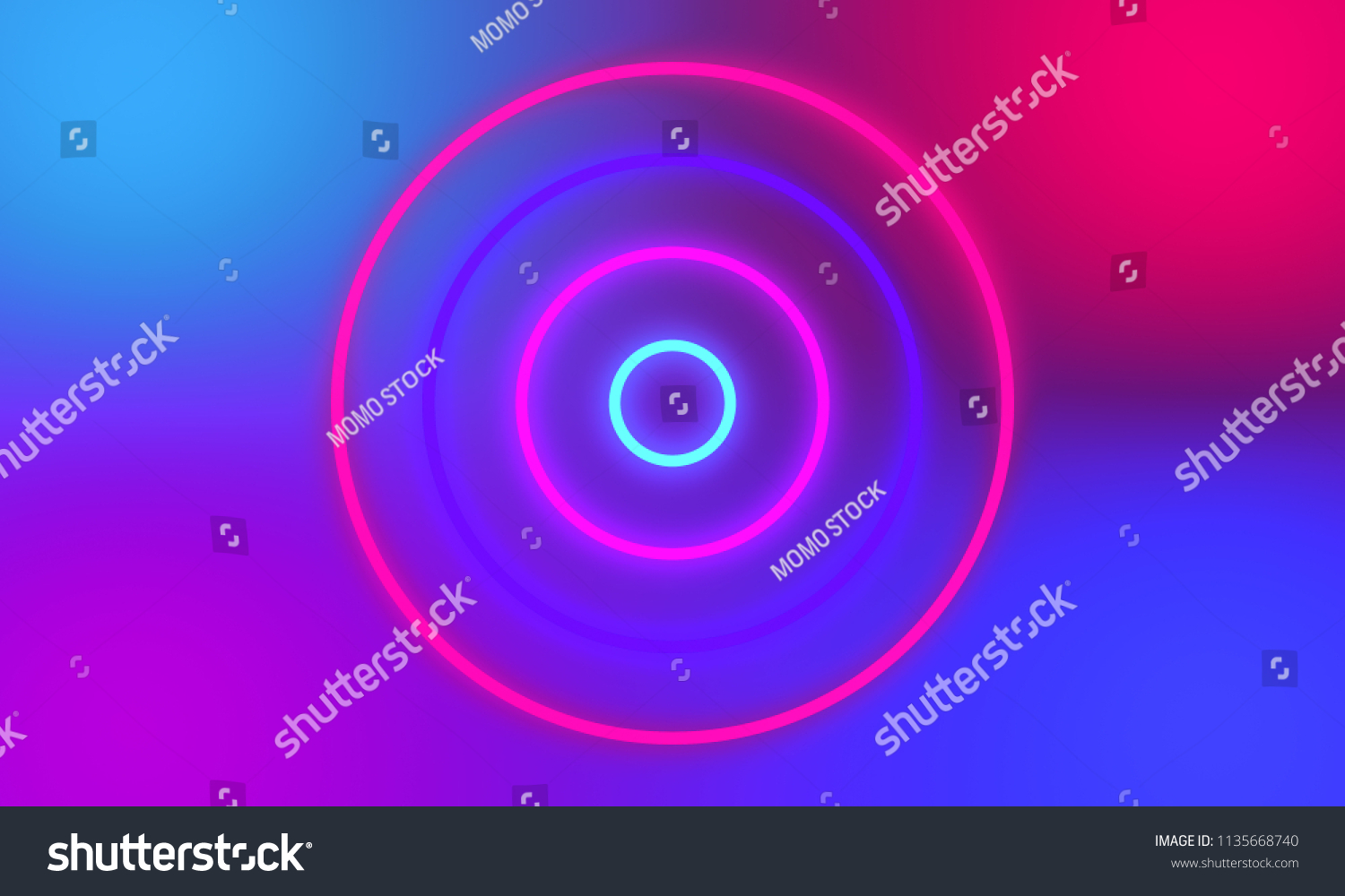 Abstract colorful neon light circles background. #1135668740