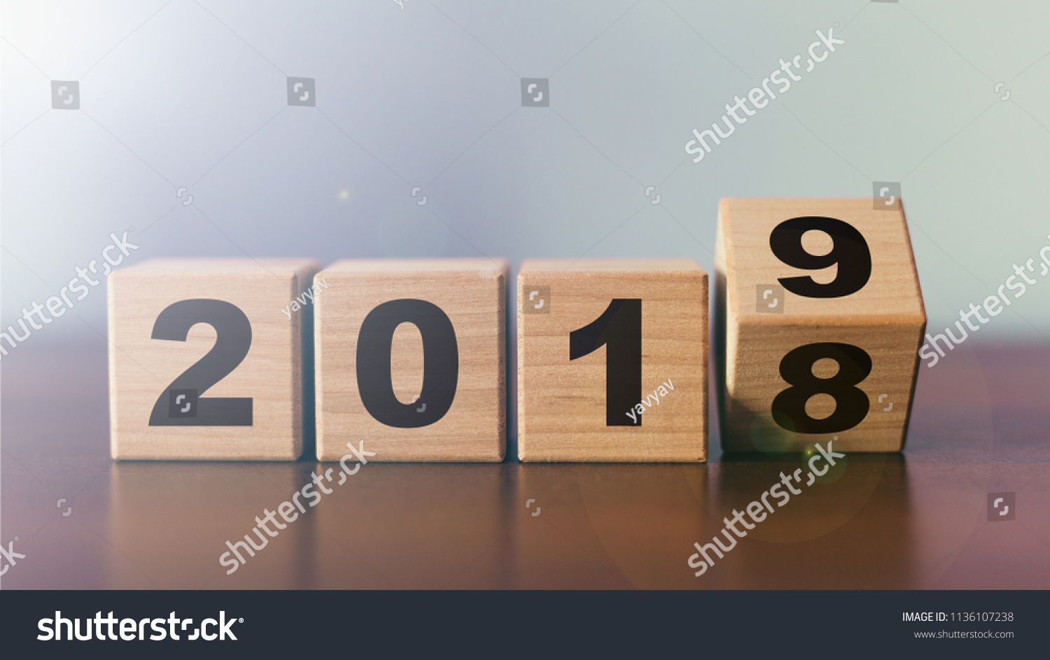 New year 2018 change to 2019 concept #1136107238