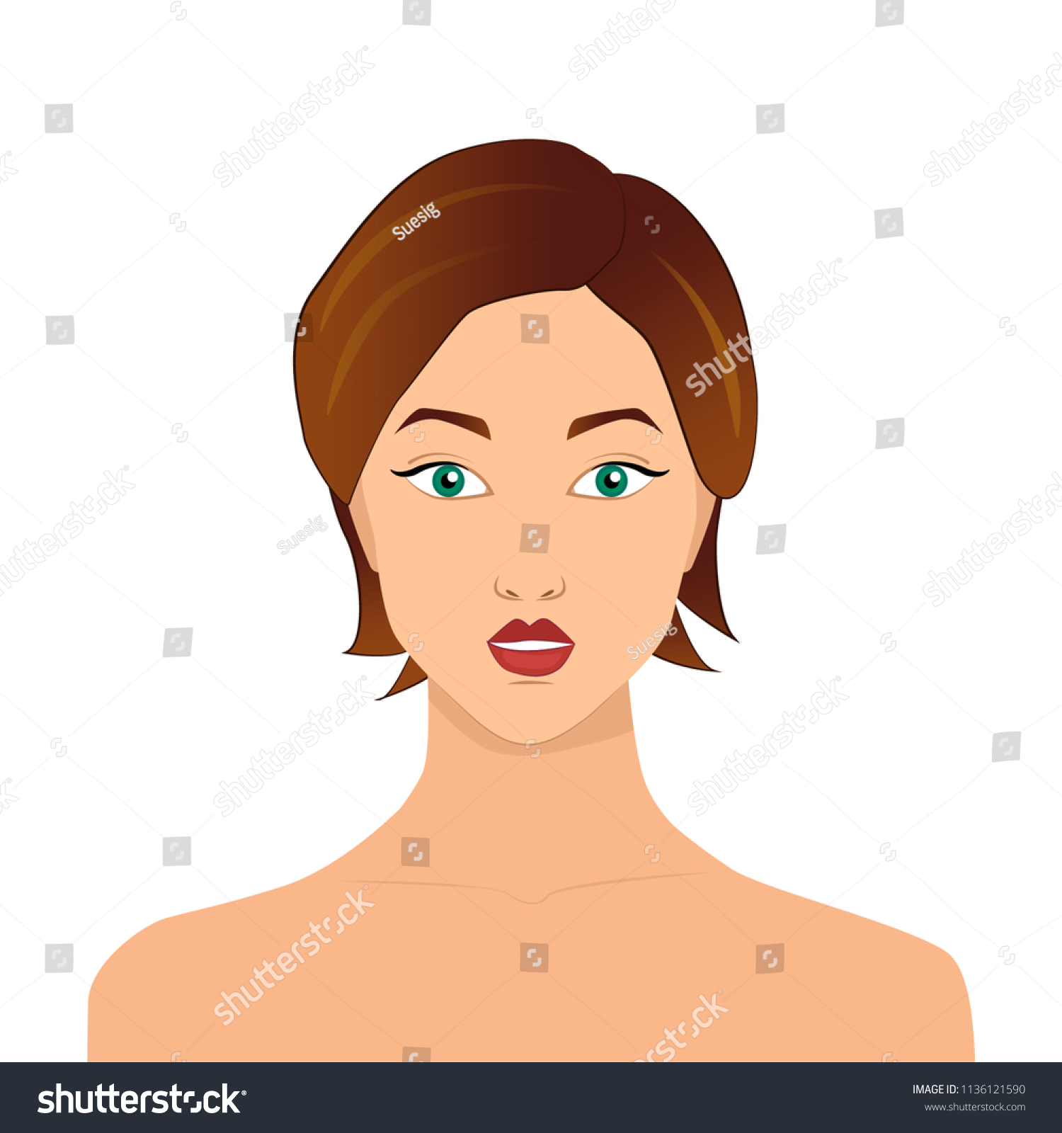 A surprised woman's face. Emotion illustration - Royalty Free Stock ...