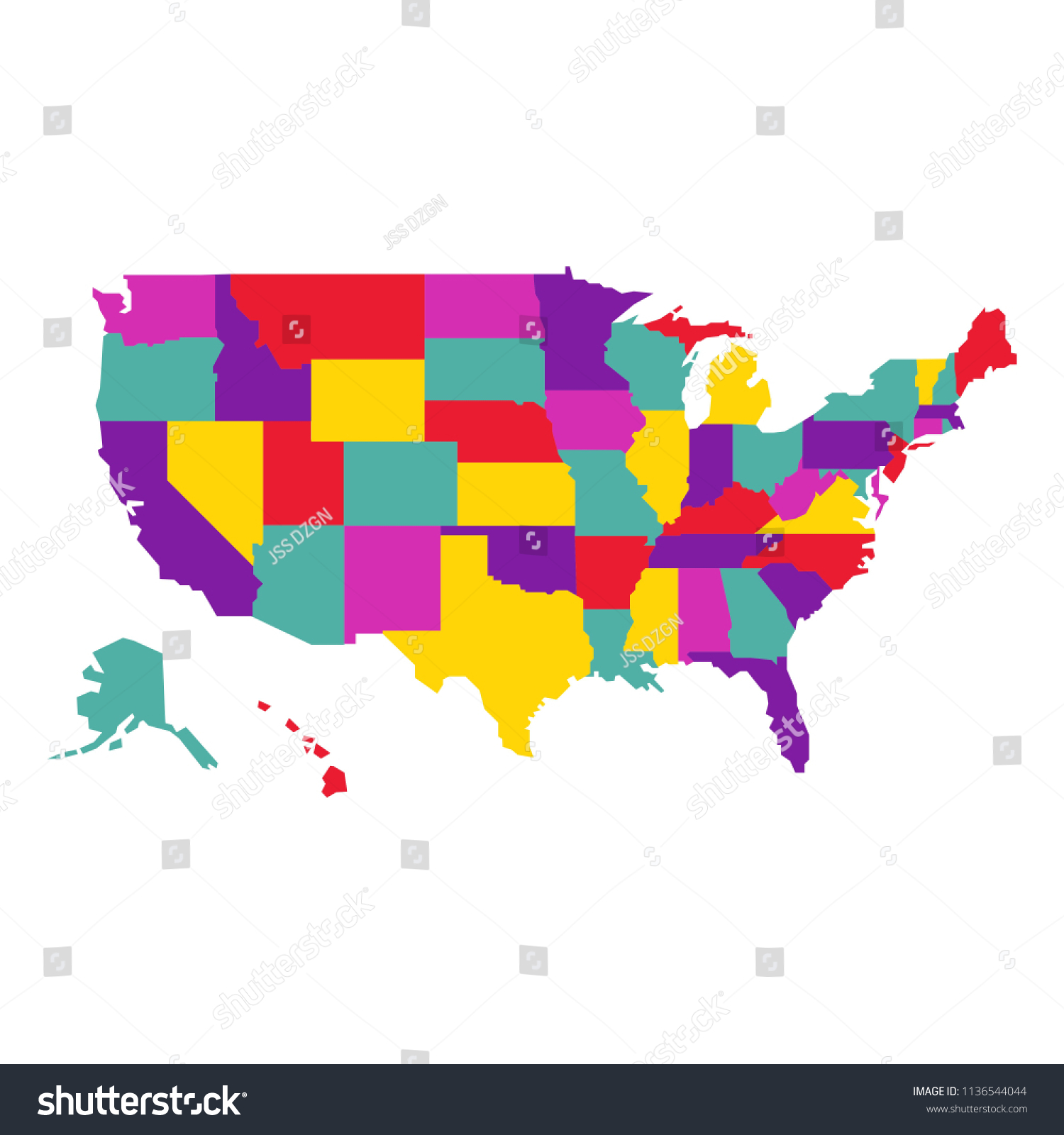 Us America Map Vector Eps 08 Royalty Free Stock Vector 1136544044 9937