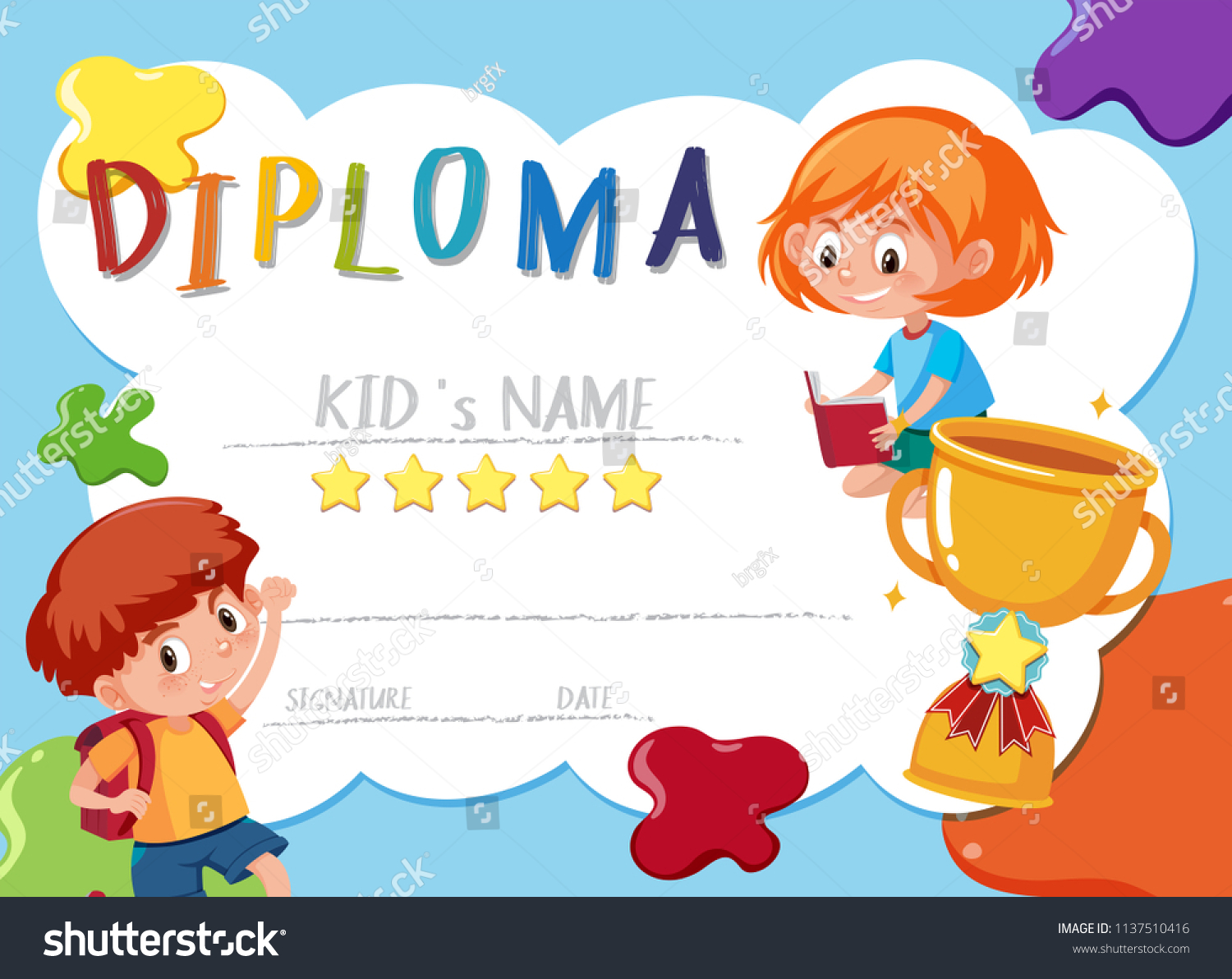 A school cetificate template illustration - Royalty Free Stock Vector ...